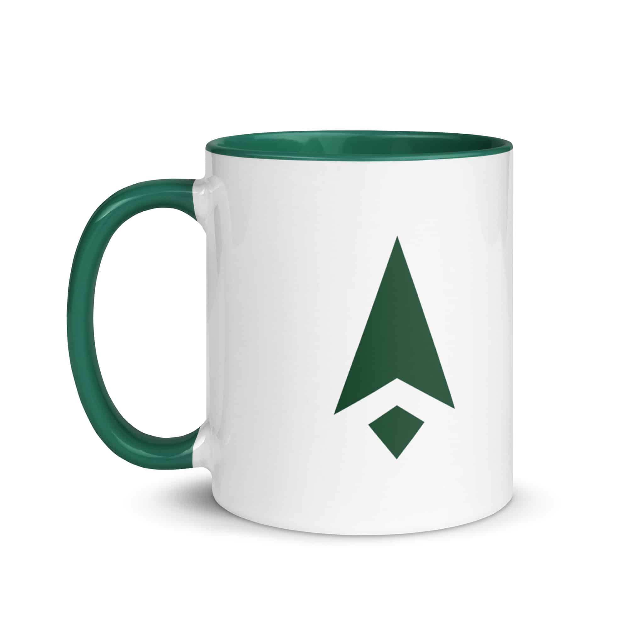 Forest Green Compass Arrow Color Inside Mug