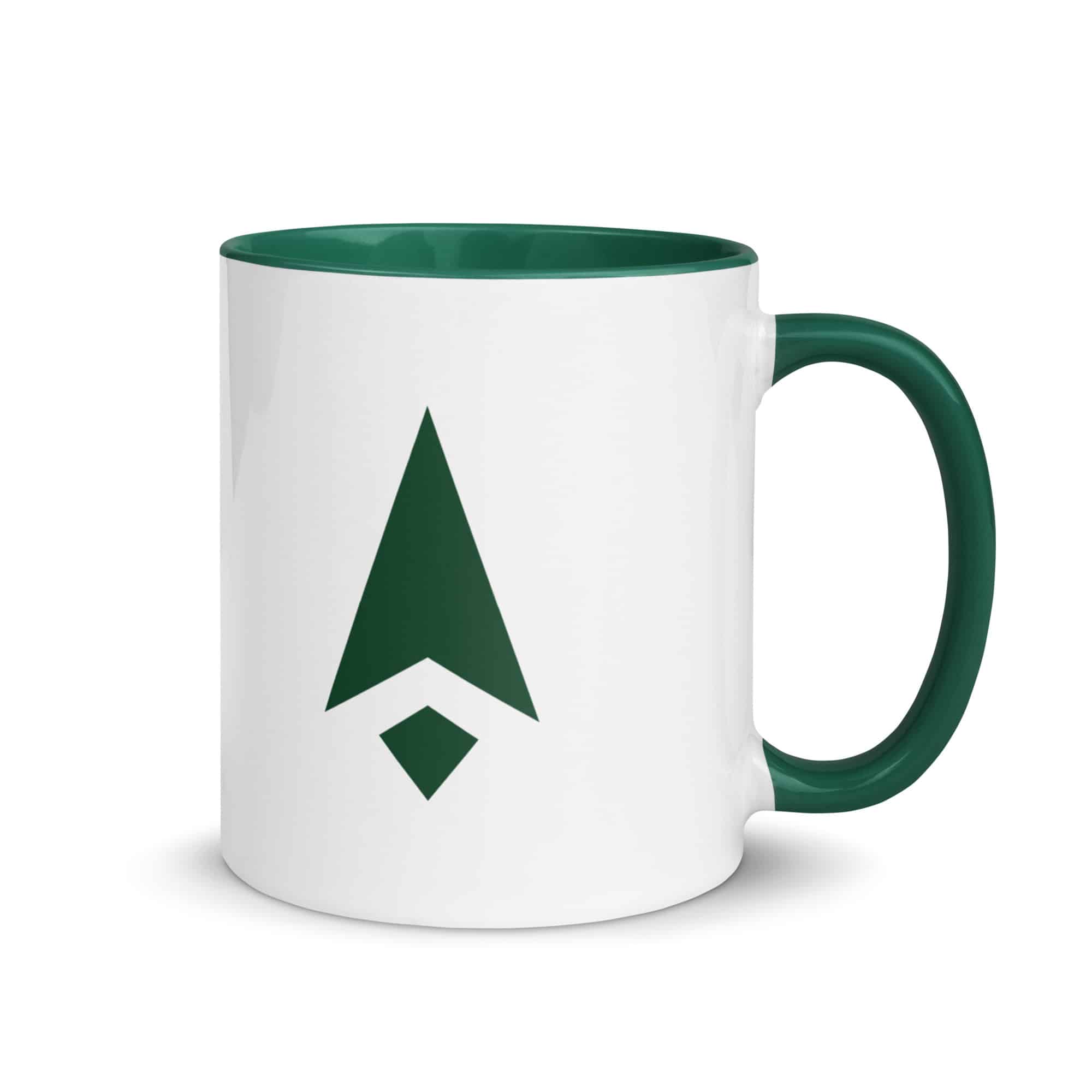 Forest Green Compass Arrow Color Inside Mug