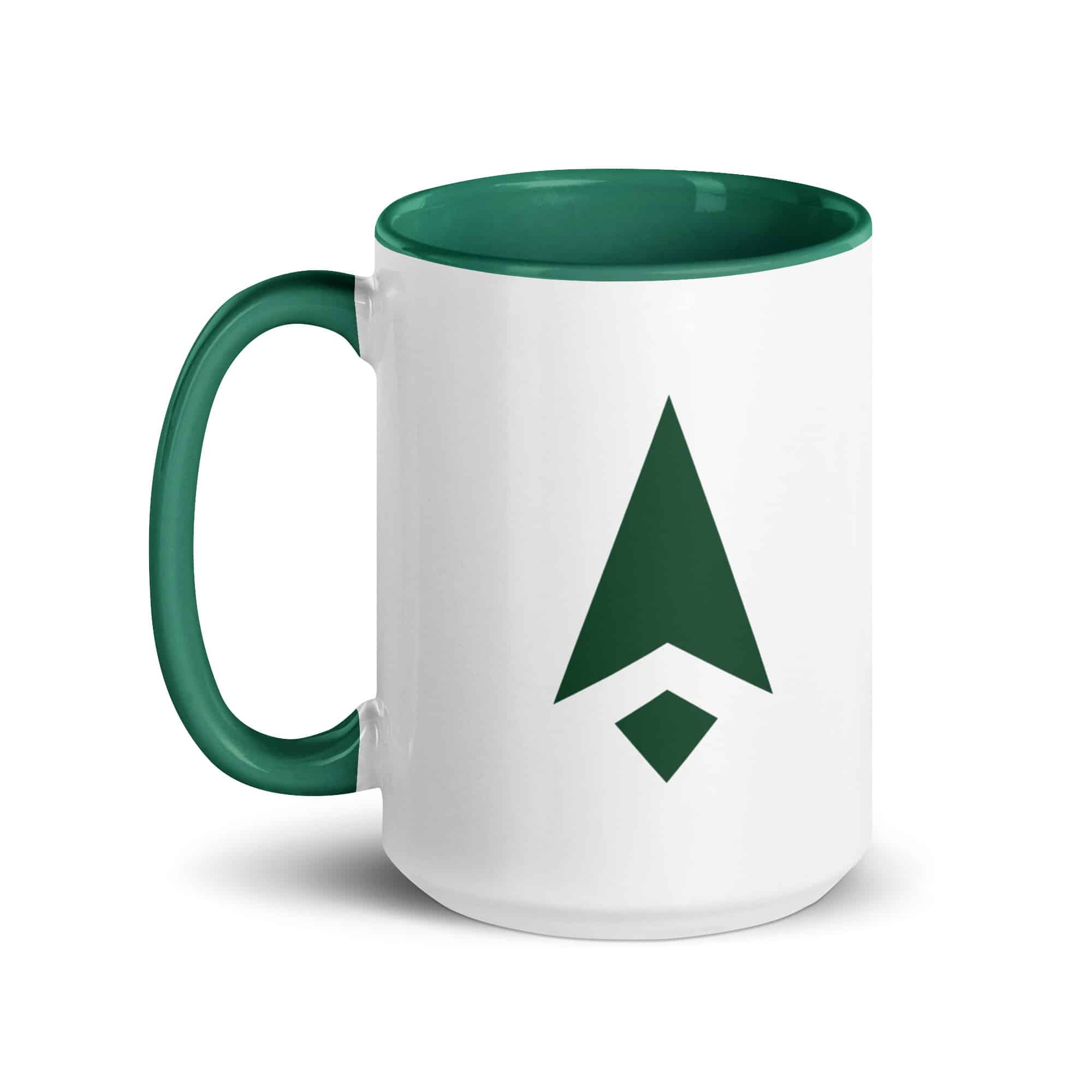 Forest Green Compass Arrow Color Inside Mug