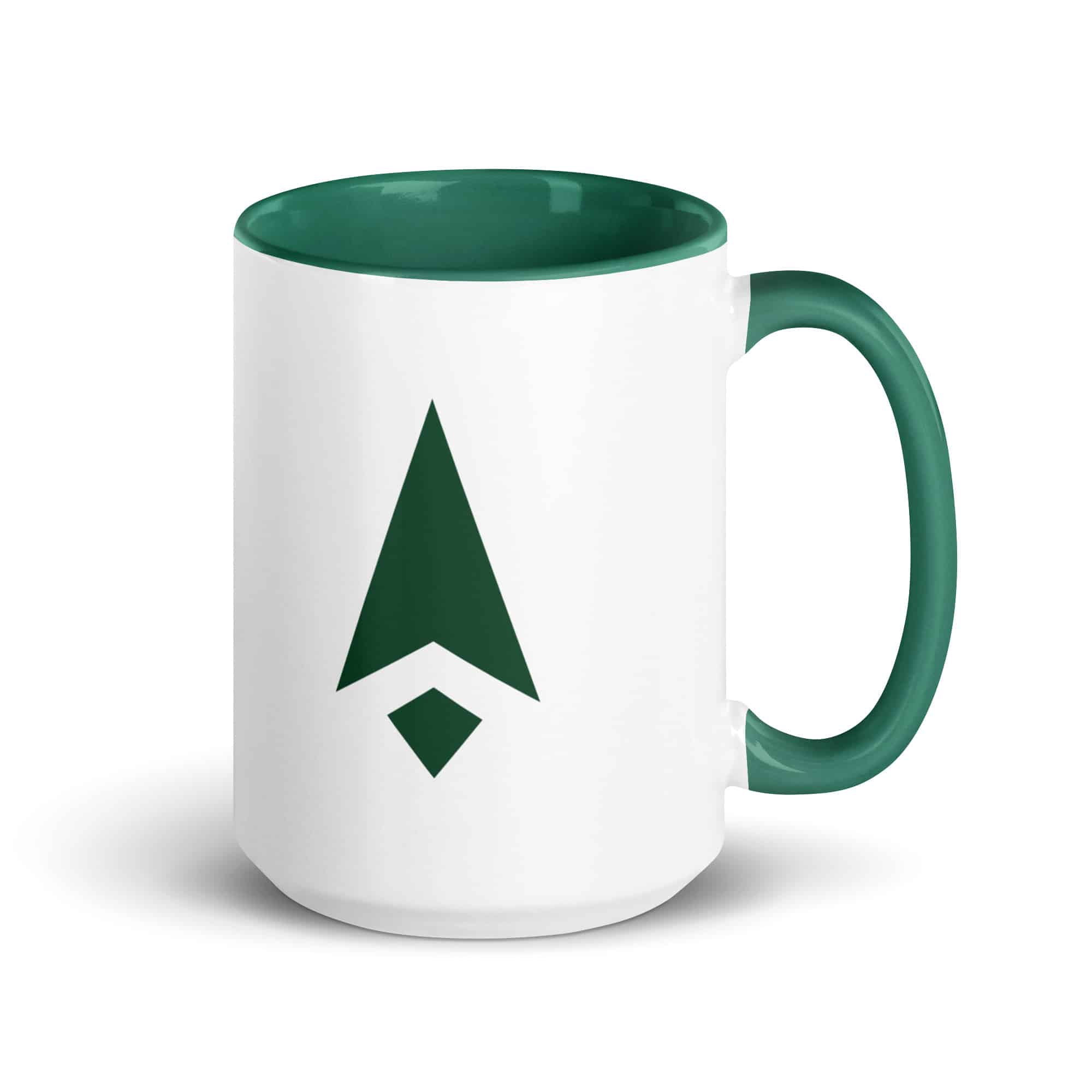 Forest Green Compass Arrow Color Inside Mug