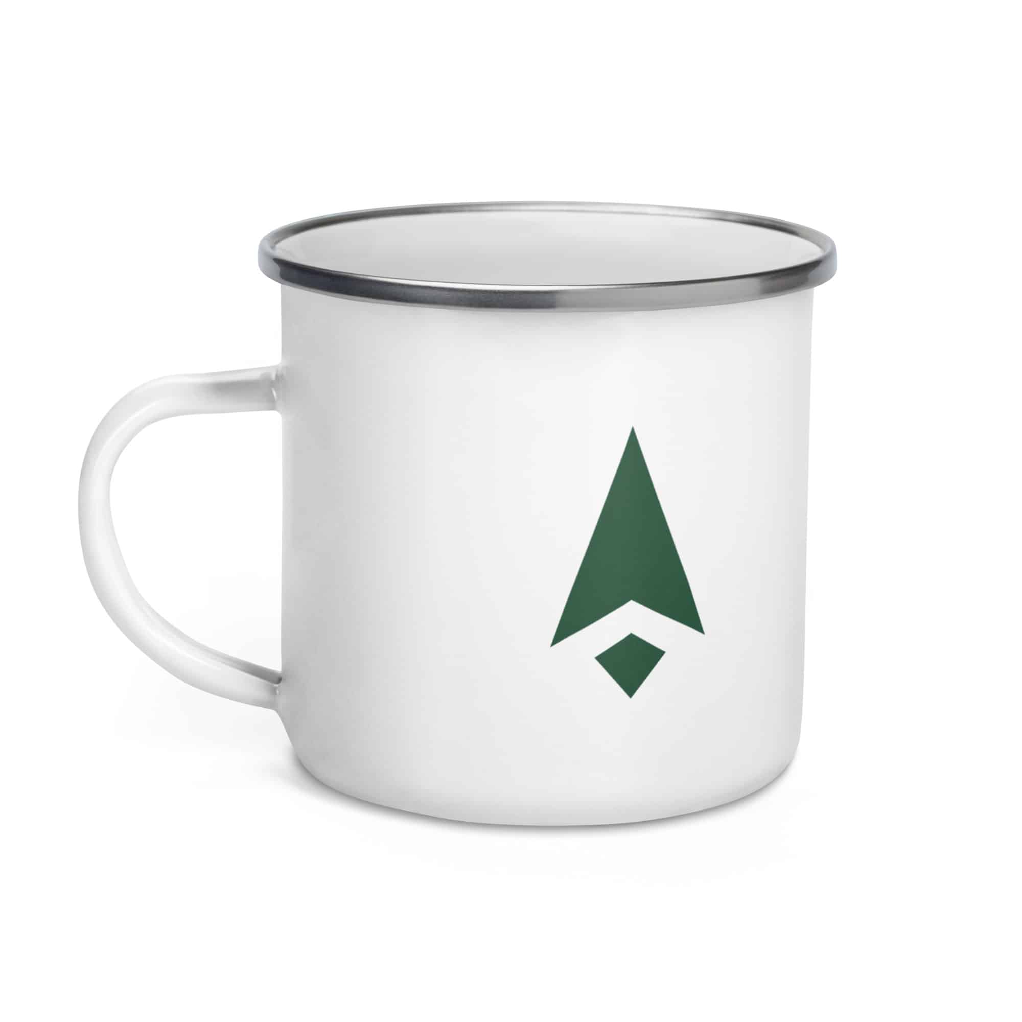 Forest Green Compass Arrow Enamel Camp Mug