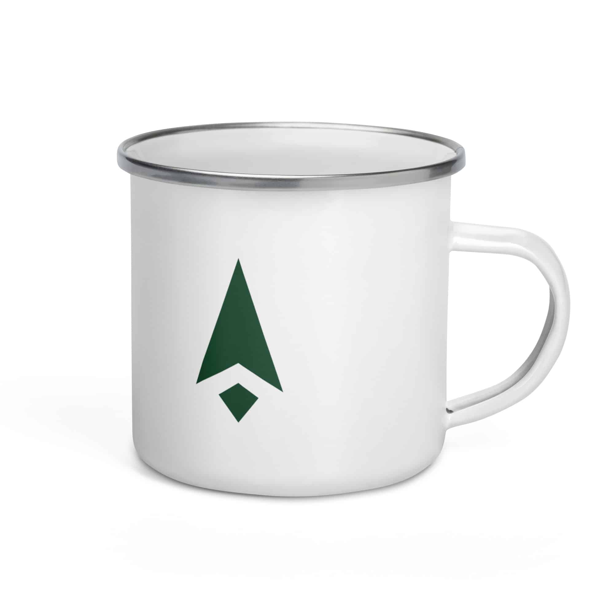 Forest Green Compass Arrow Enamel Camp Mug