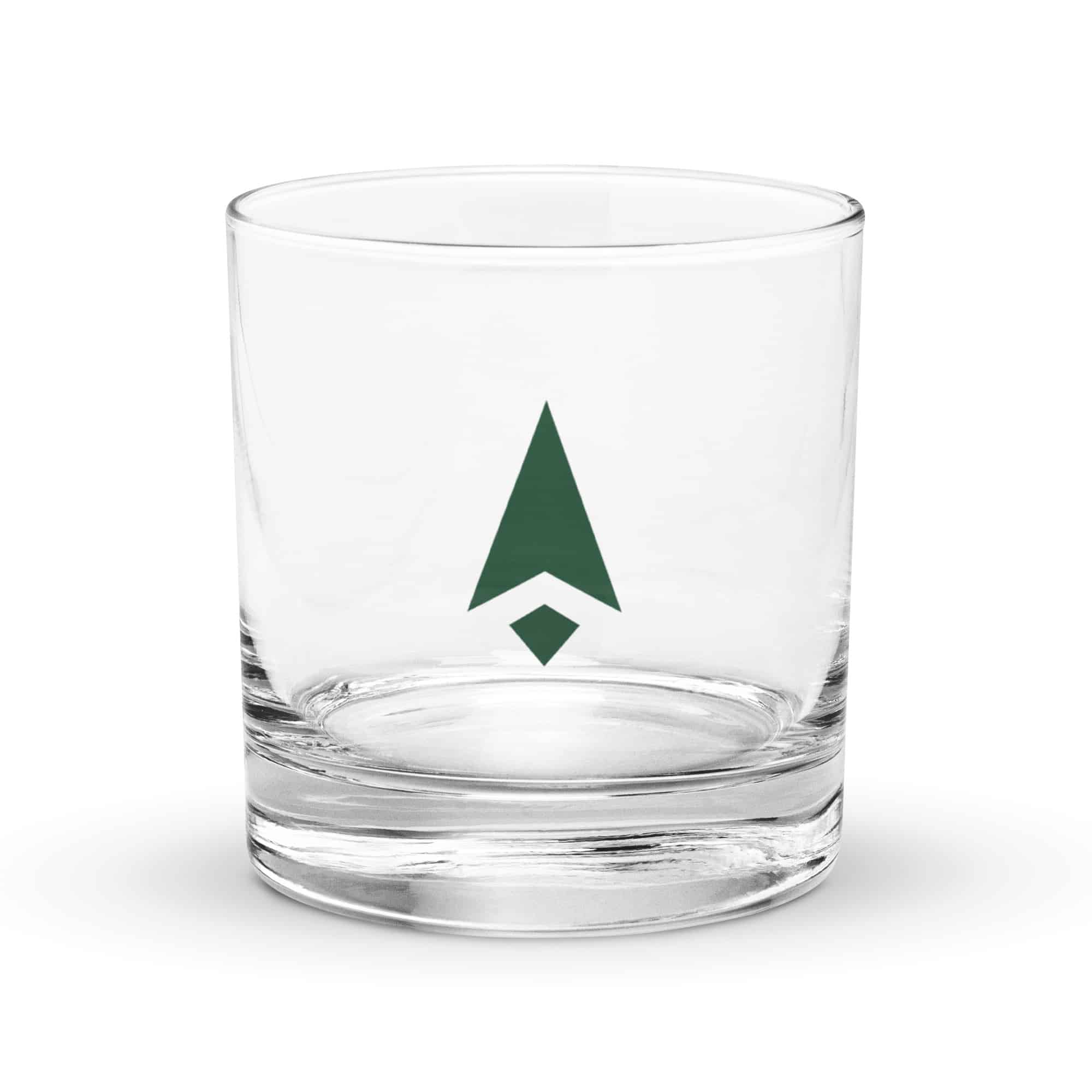 Forest Green Compass Arrow Rocks Glass