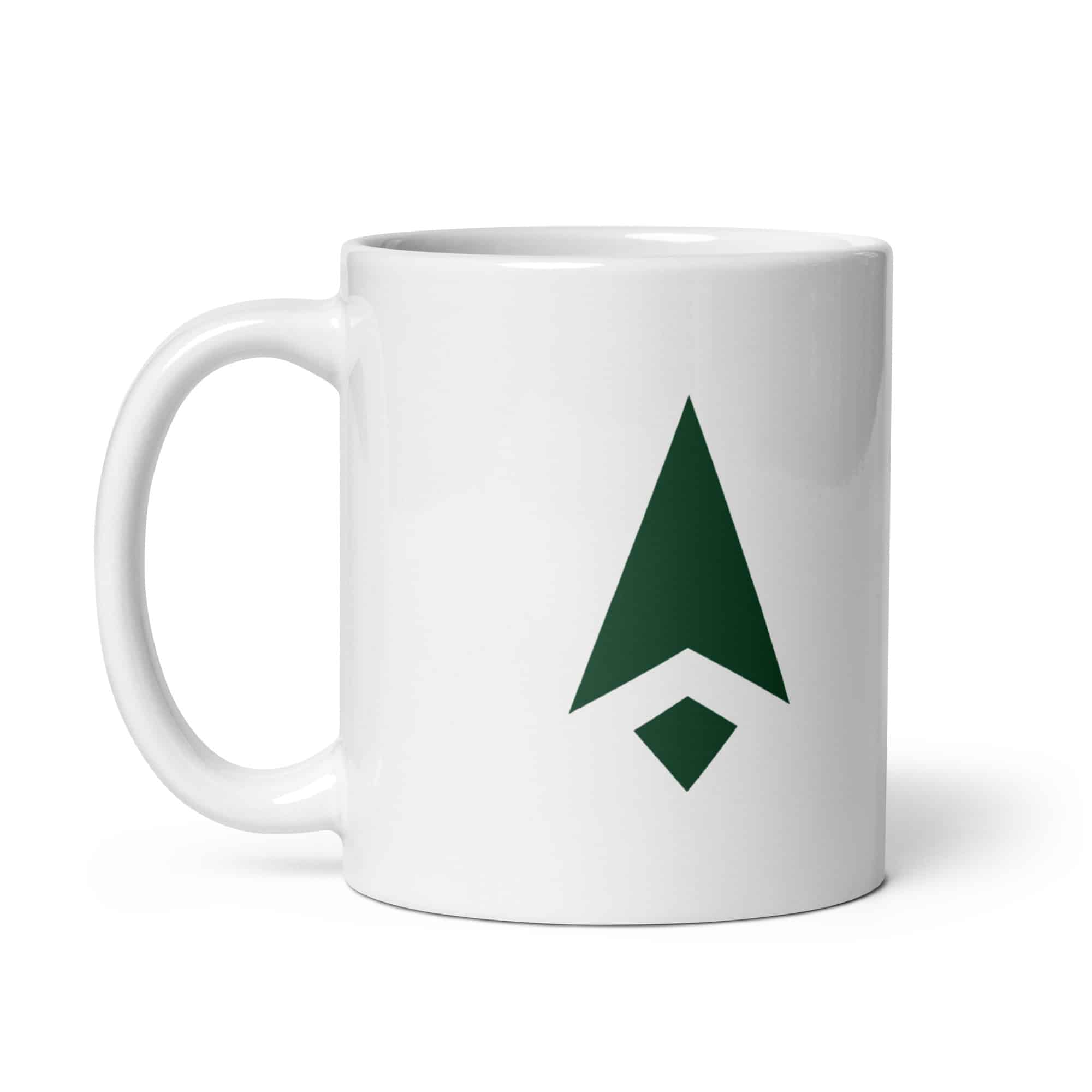 Forest Green Compass Arrow White Ceramic Coffee Mug
