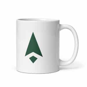 10 Compass Arrow Forest Green White Ceramic Coffee Mug - 11 oz - Main
