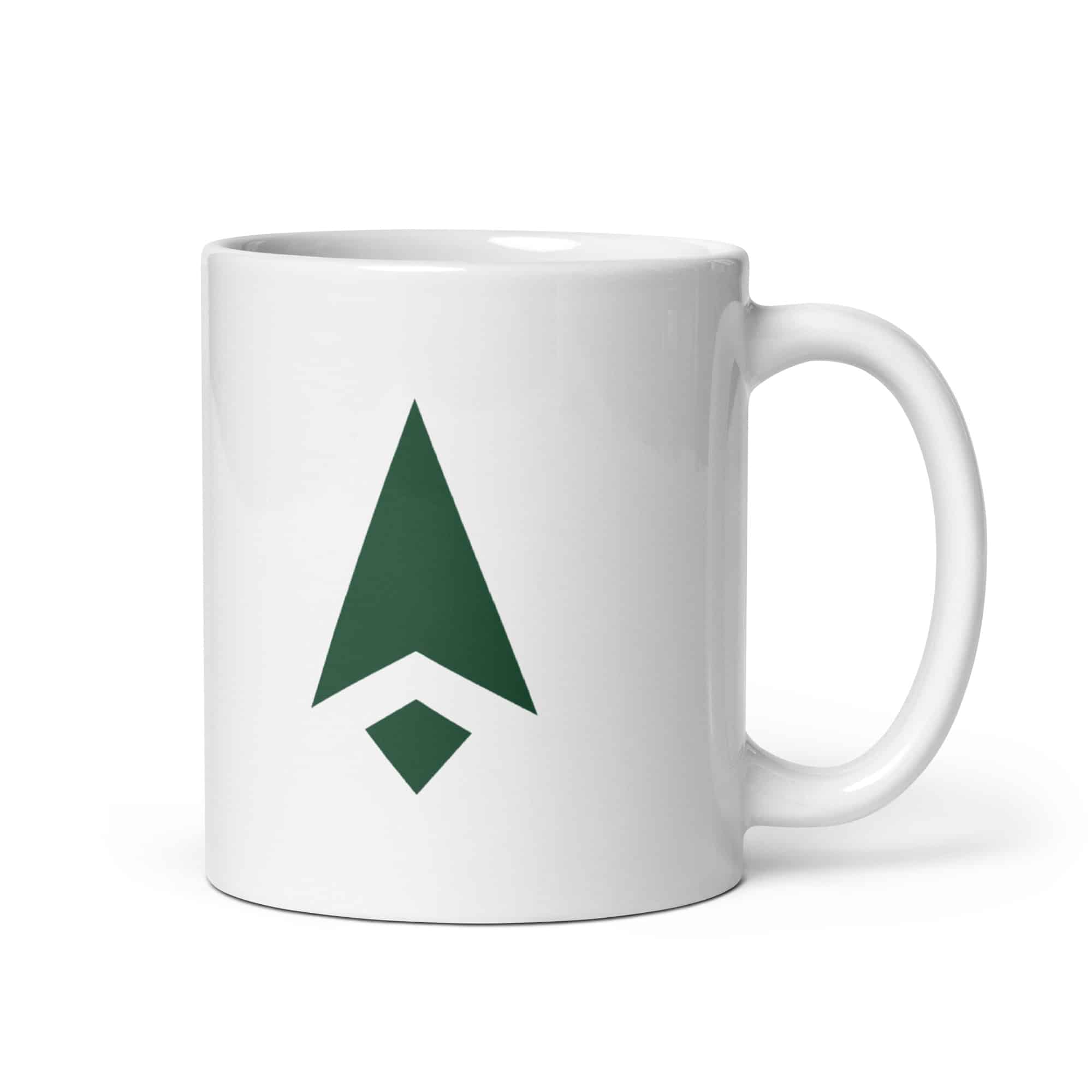 Forest Green Compass Arrow White Ceramic Coffee Mug