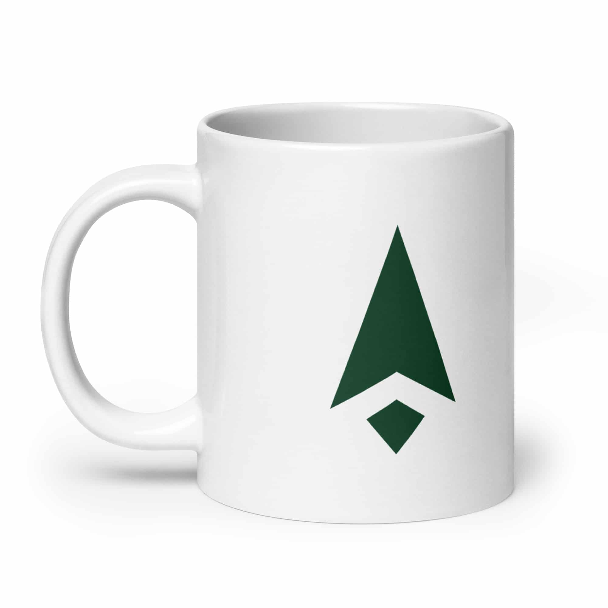 Forest Green Compass Arrow White Ceramic Coffee Mug