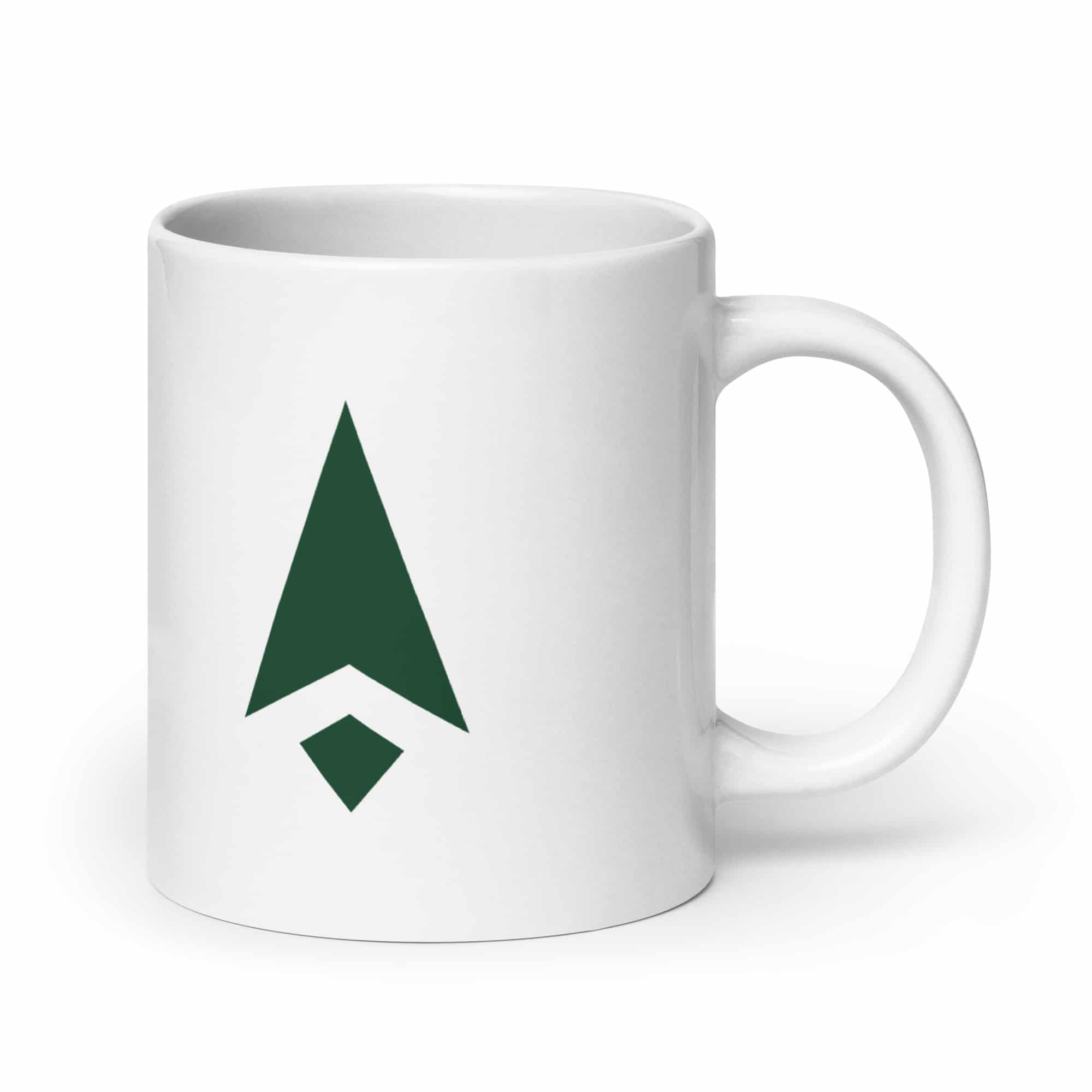 Forest Green Compass Arrow White Ceramic Coffee Mug