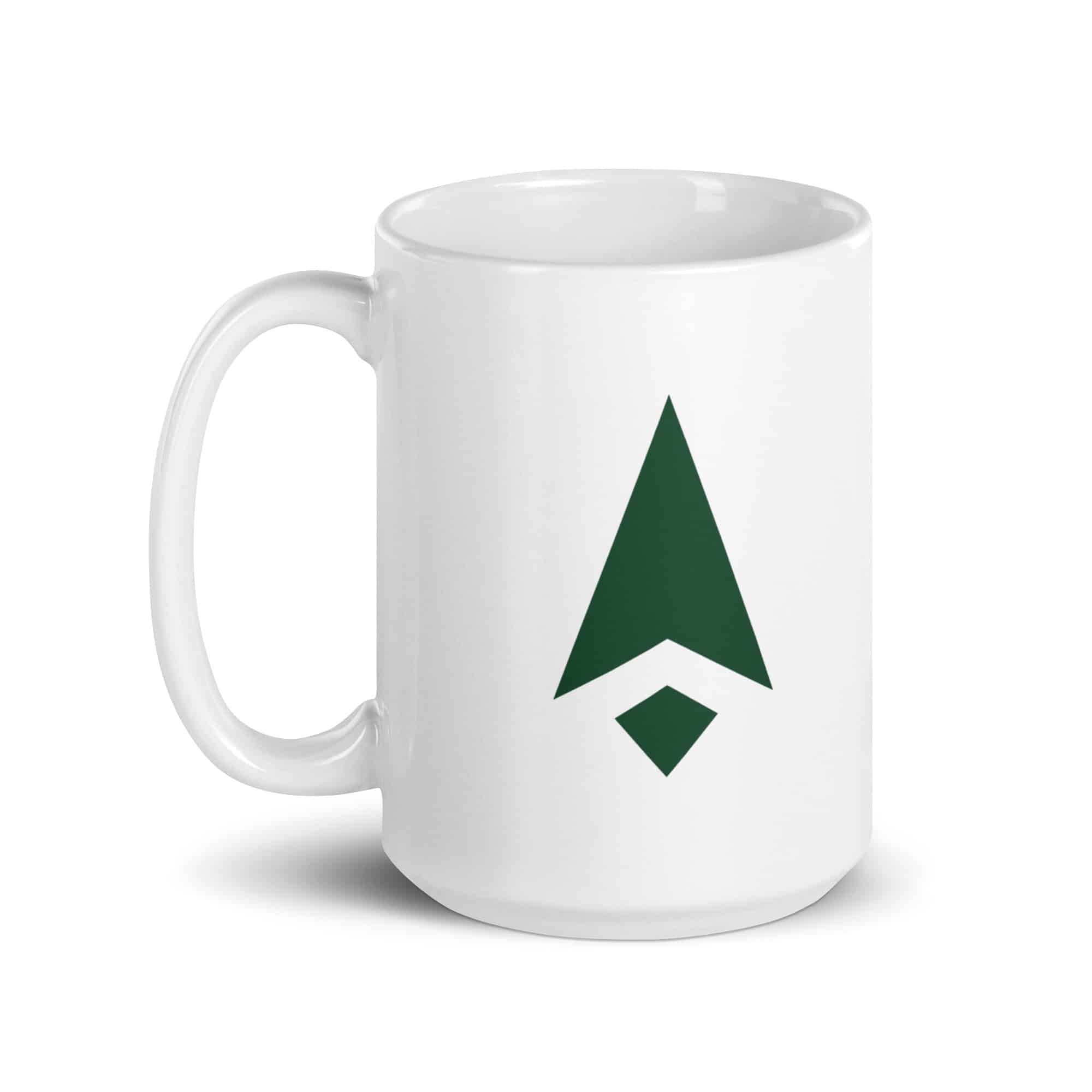 Forest Green Compass Arrow White Ceramic Coffee Mug