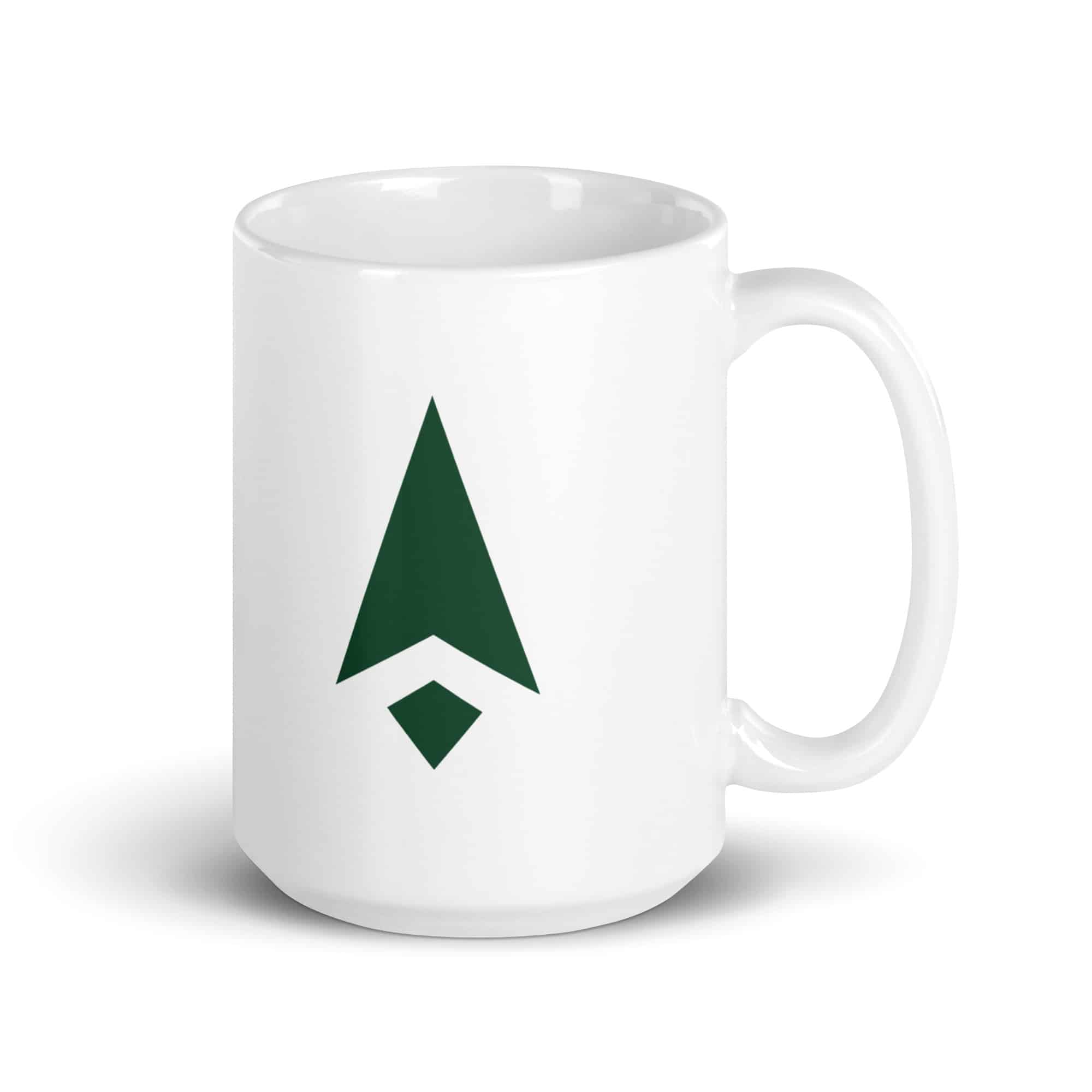 Forest Green Compass Arrow White Ceramic Coffee Mug