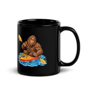 11 Bigfoot Kayak Black Glossy Coffee Mug - 11 oz - Handle on Right