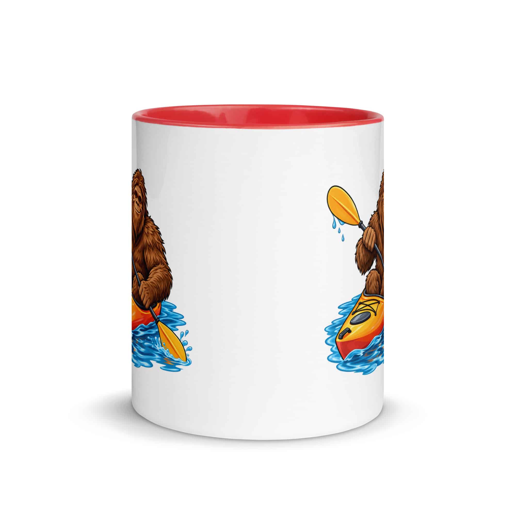 Kayaking Bigfoot Color Inside Mug