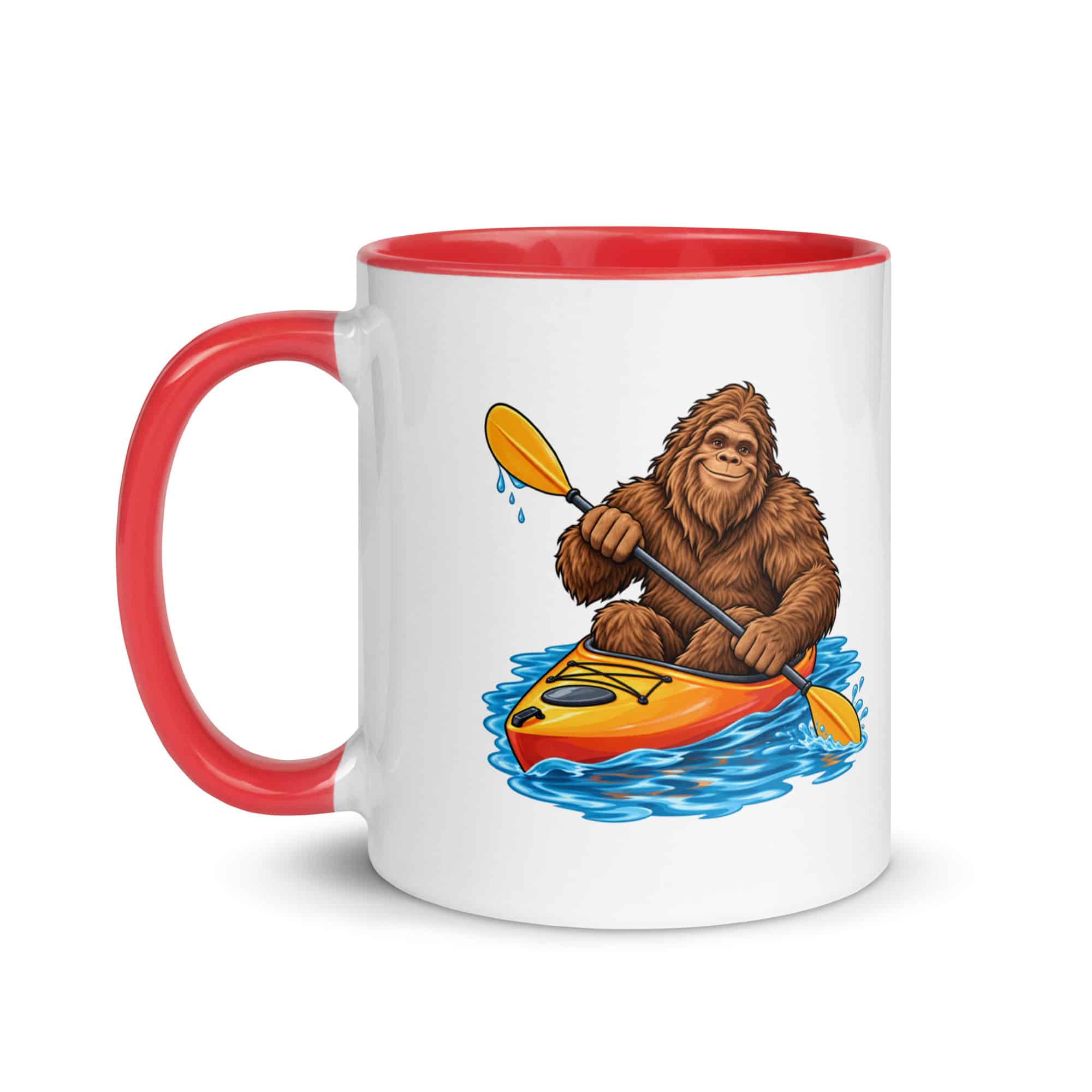 Kayaking Bigfoot Color Inside Mug