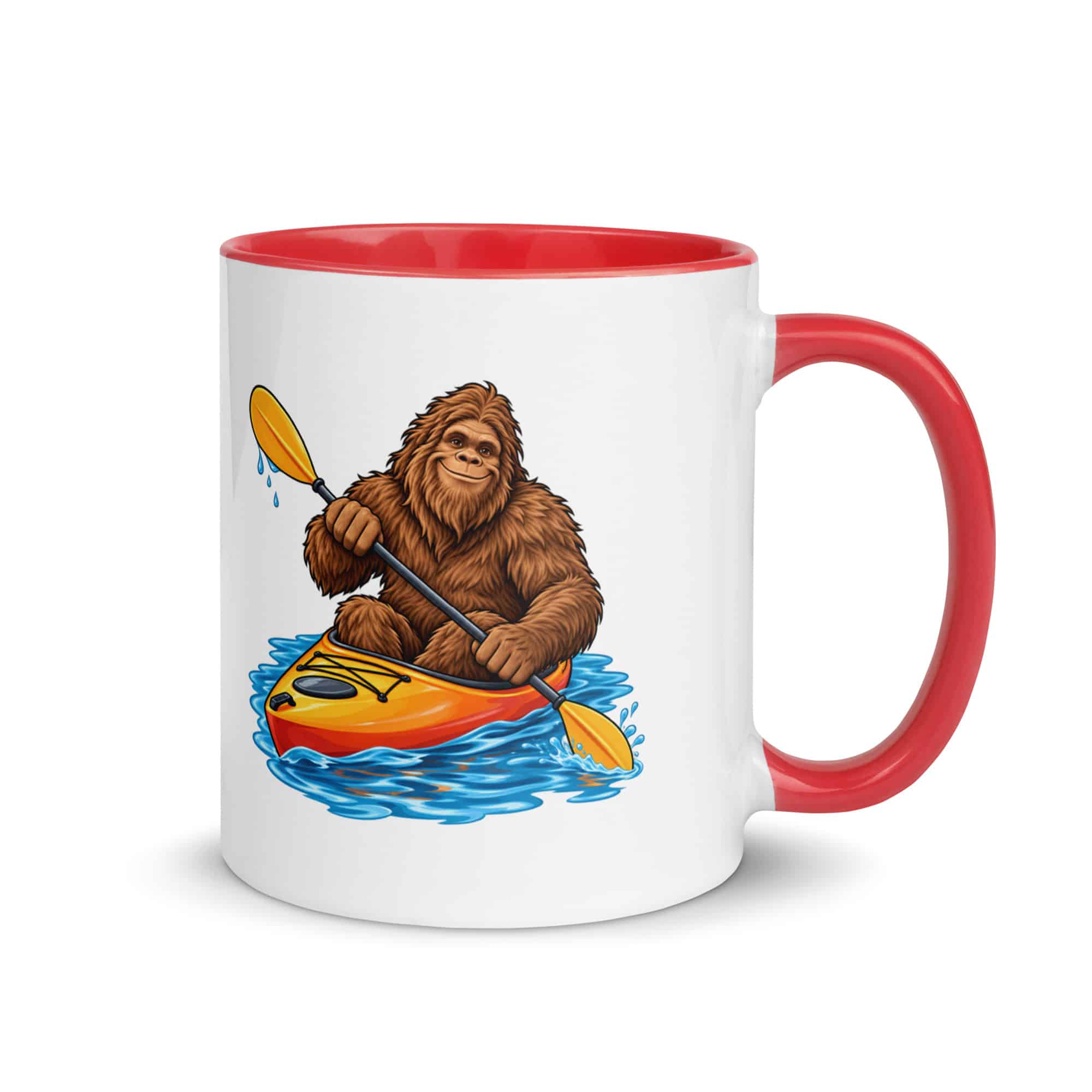 Kayaking Bigfoot Color Inside Mug