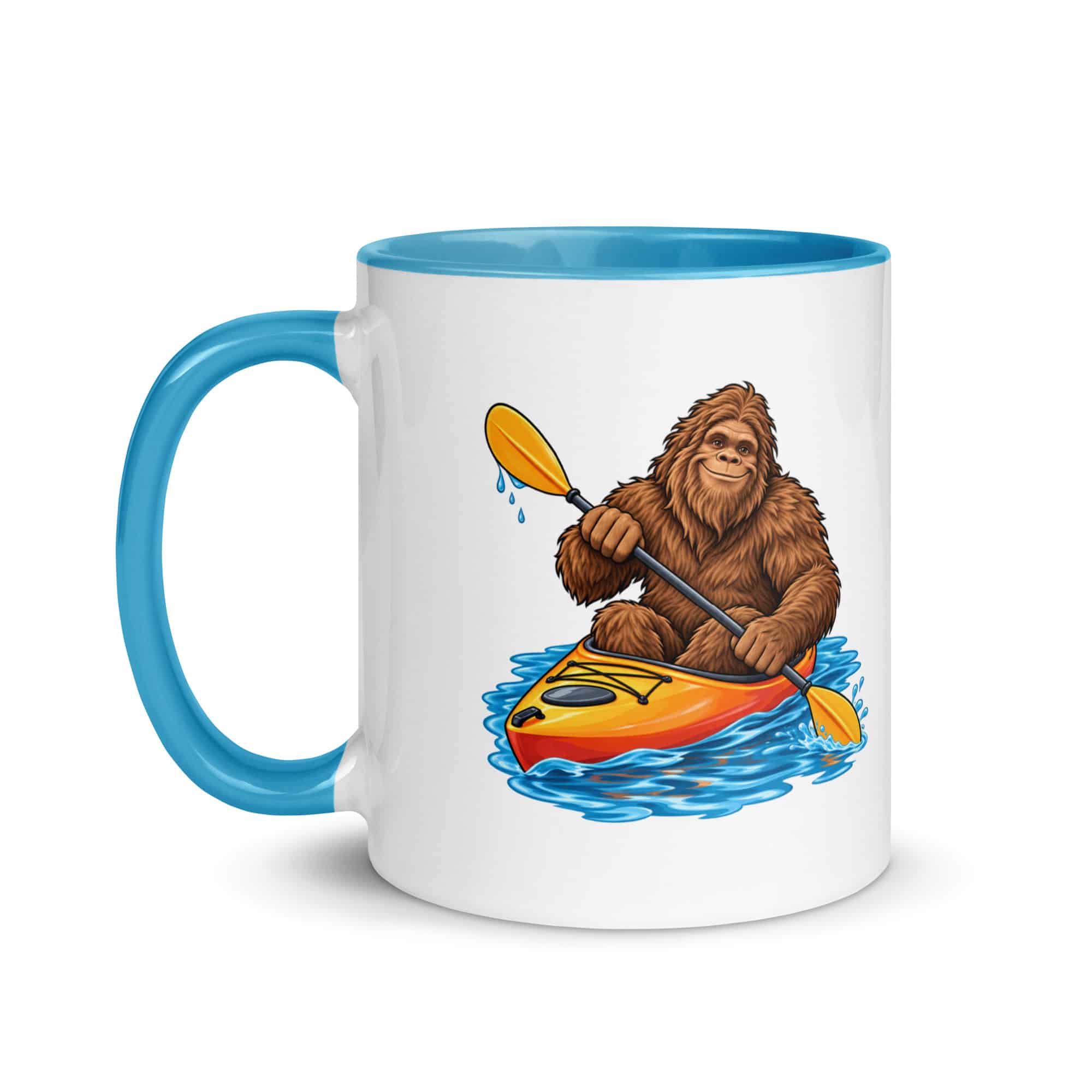 Kayaking Bigfoot Color Inside Mug