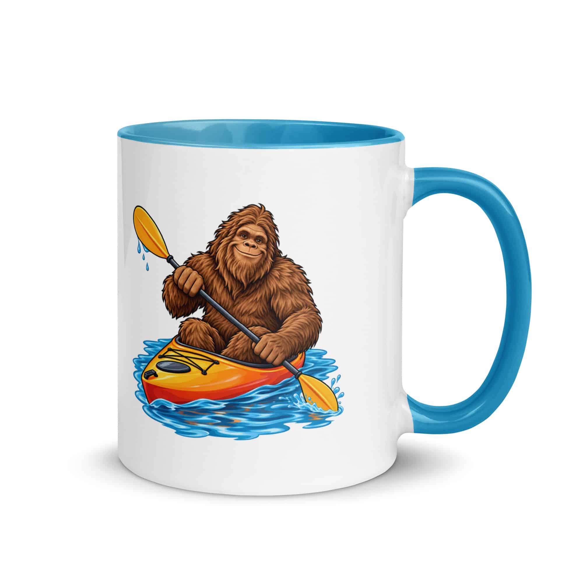 Kayaking Bigfoot Color Inside Mug