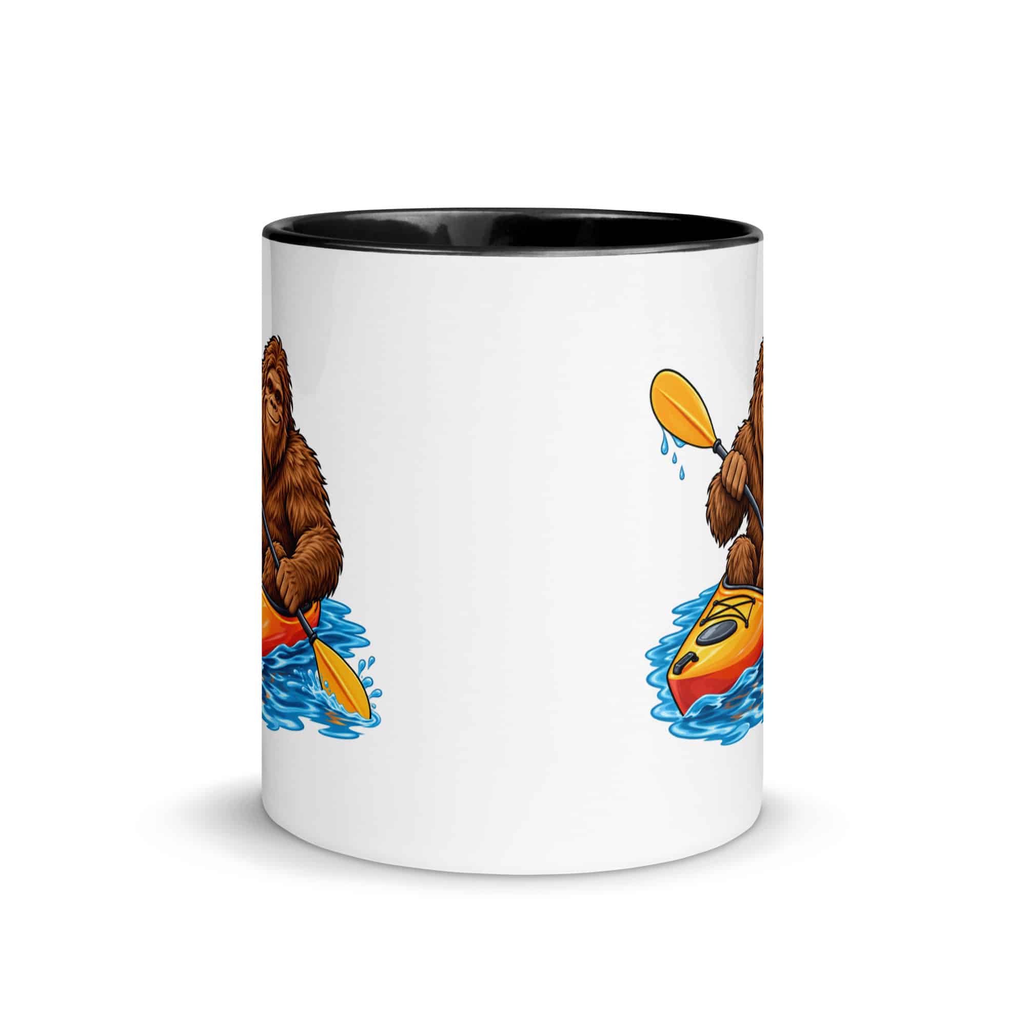 Kayaking Bigfoot Color Inside Mug