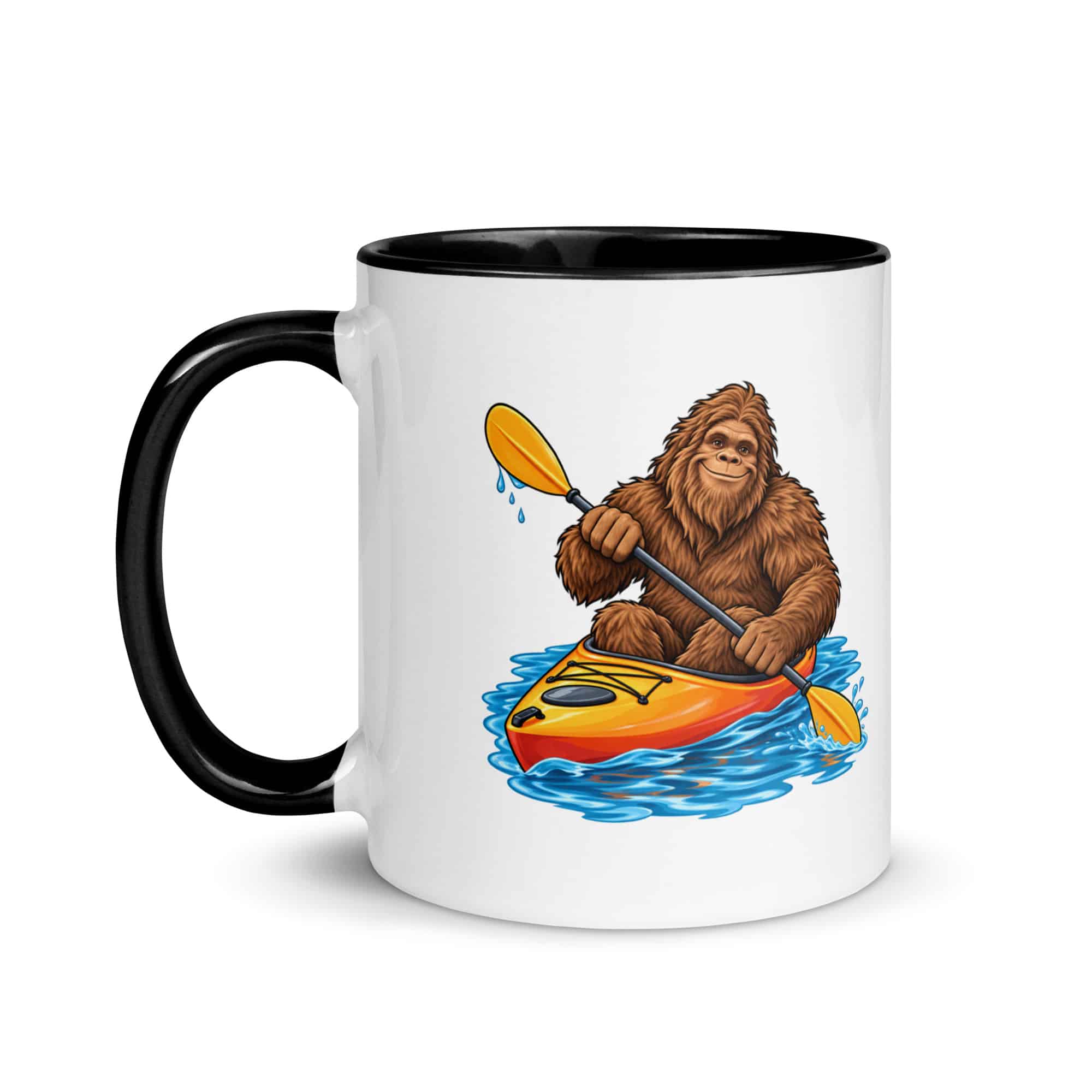 Kayaking Bigfoot Color Inside Mug