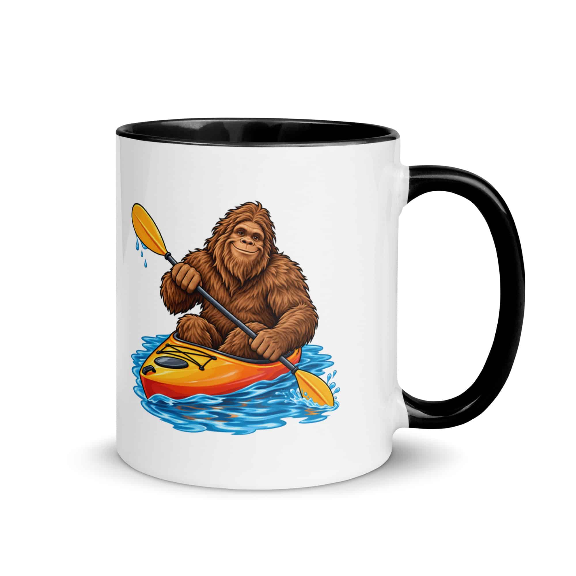 Kayaking Bigfoot Color Inside Mug