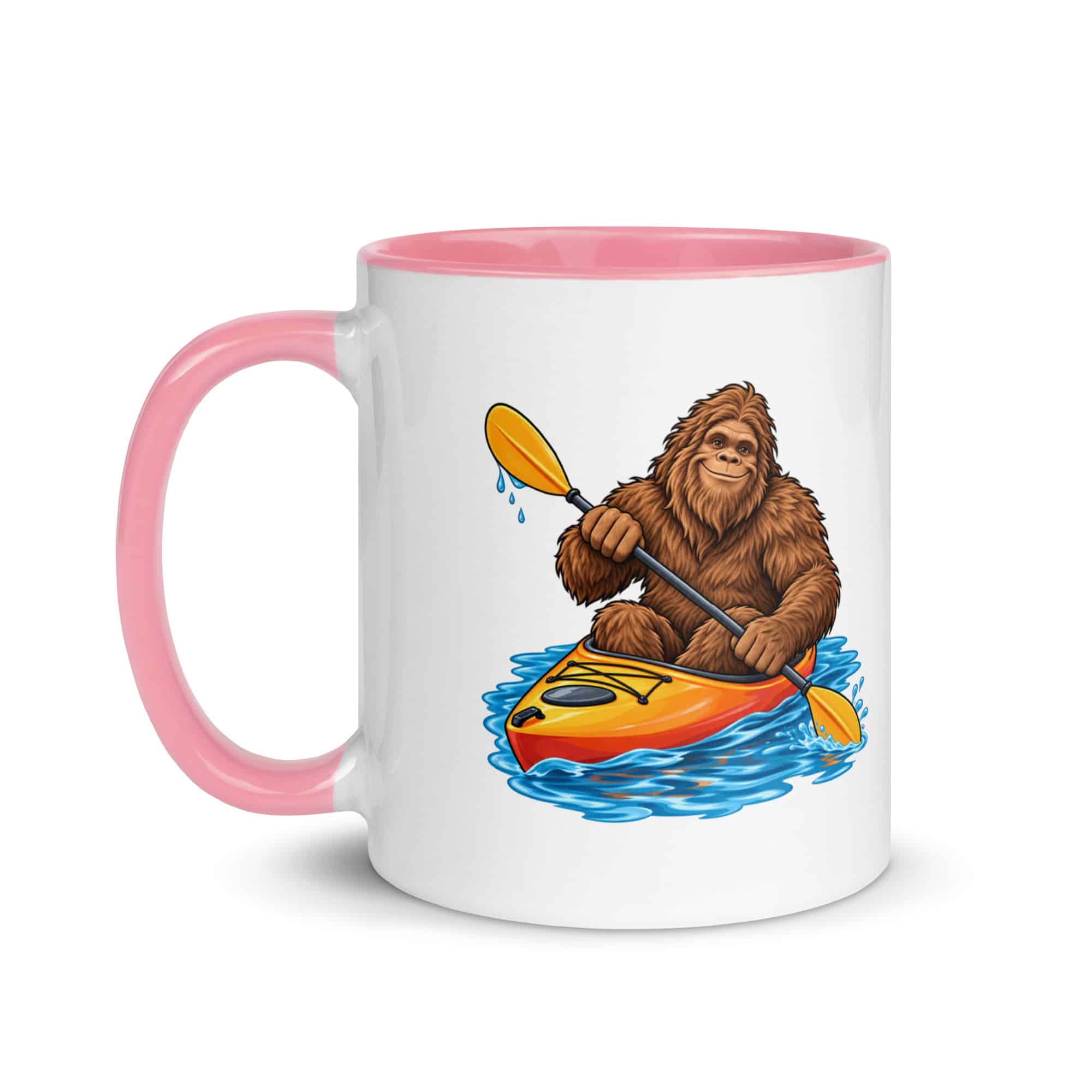 Kayaking Bigfoot Color Inside Mug