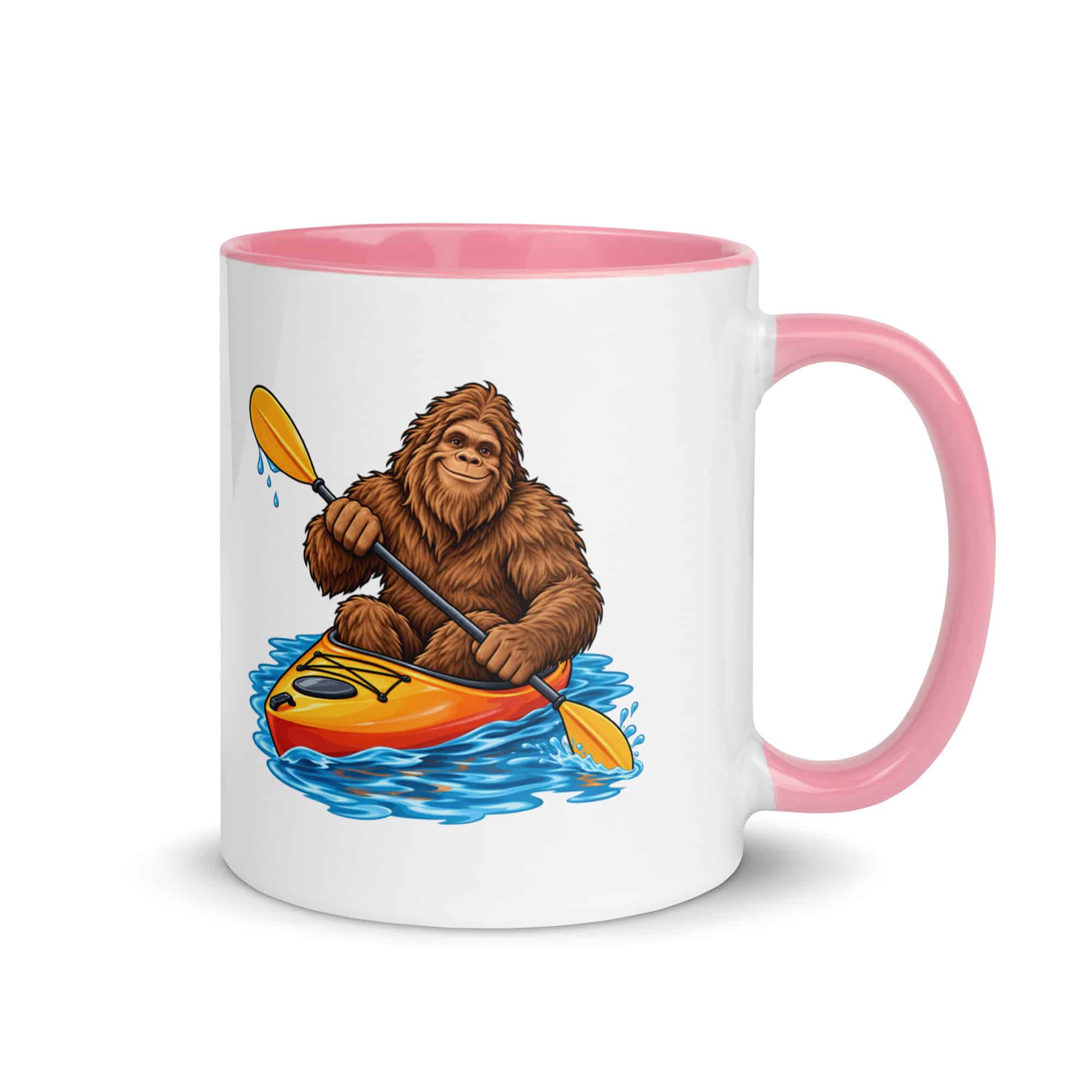 Kayaking Bigfoot Color Inside Mug