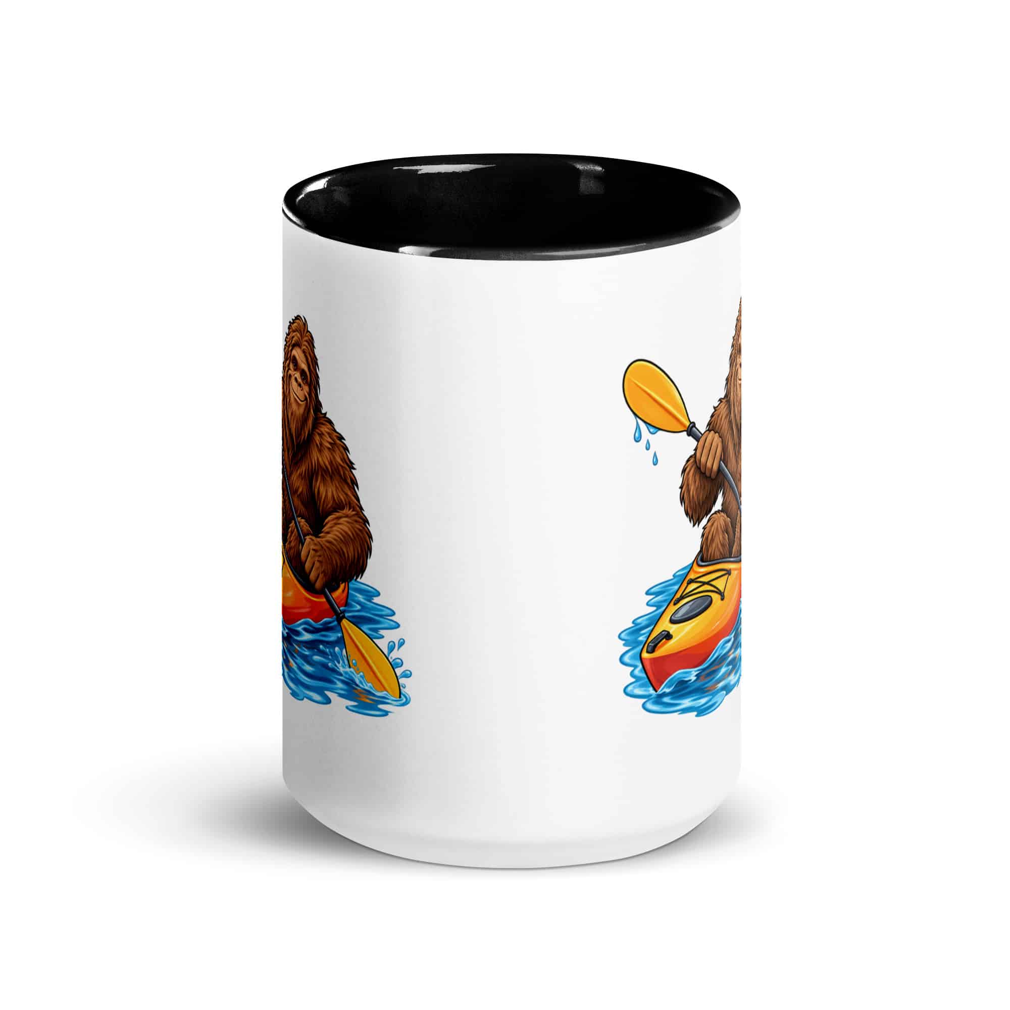Kayaking Bigfoot Color Inside Mug