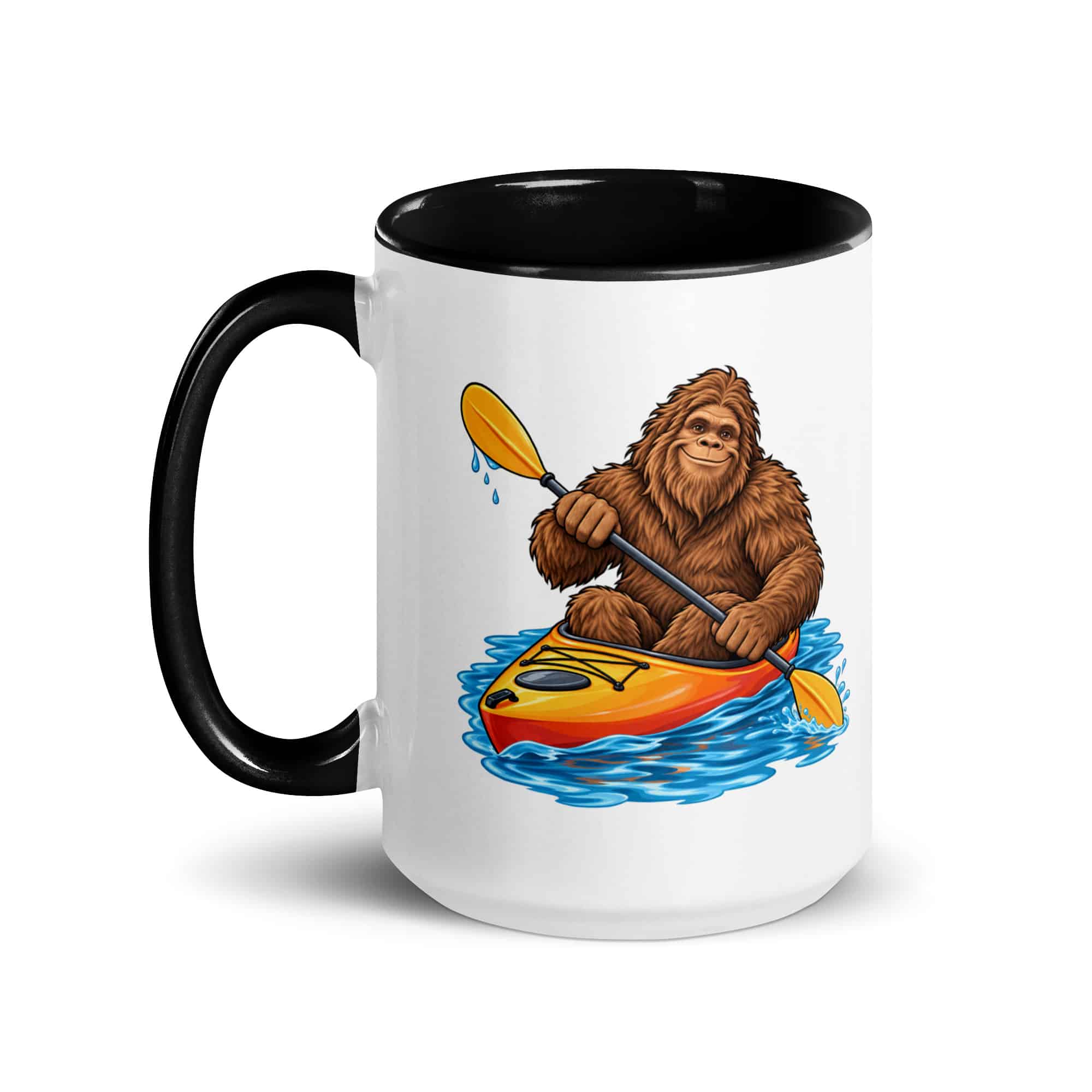 Kayaking Bigfoot Color Inside Mug