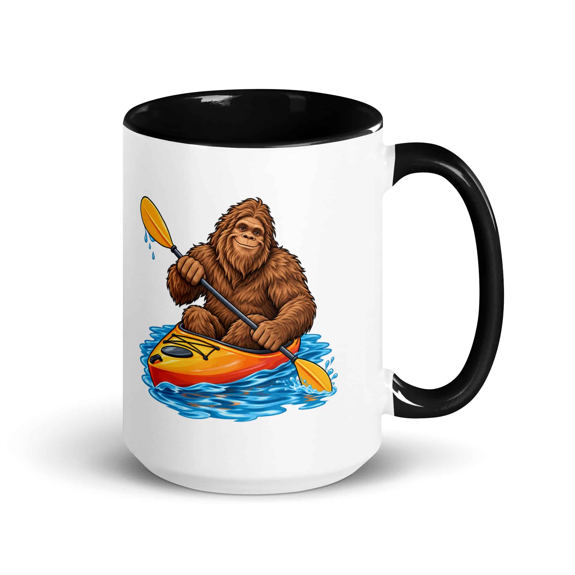 Kayaking Bigfoot Color Inside Mug