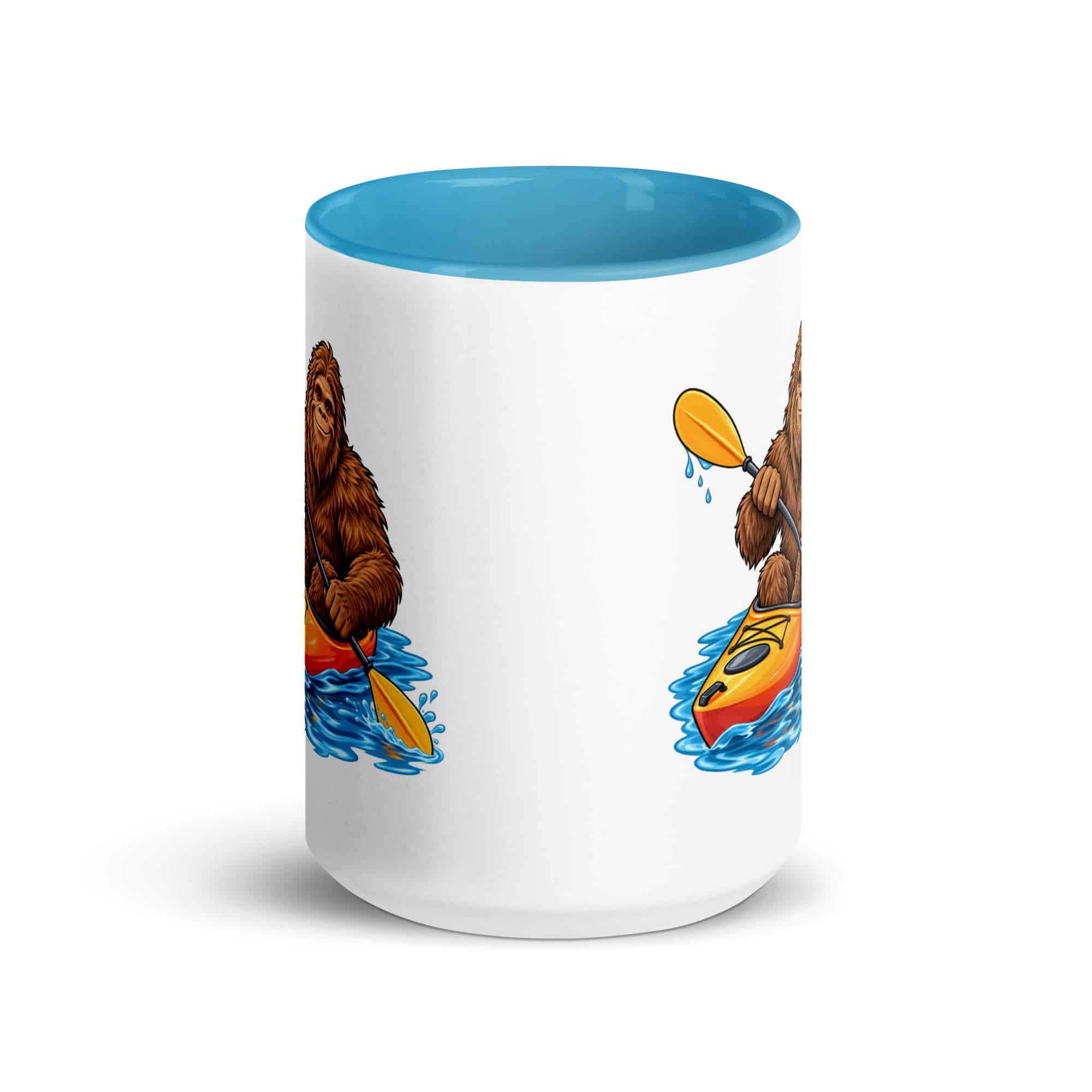 Kayaking Bigfoot Color Inside Mug