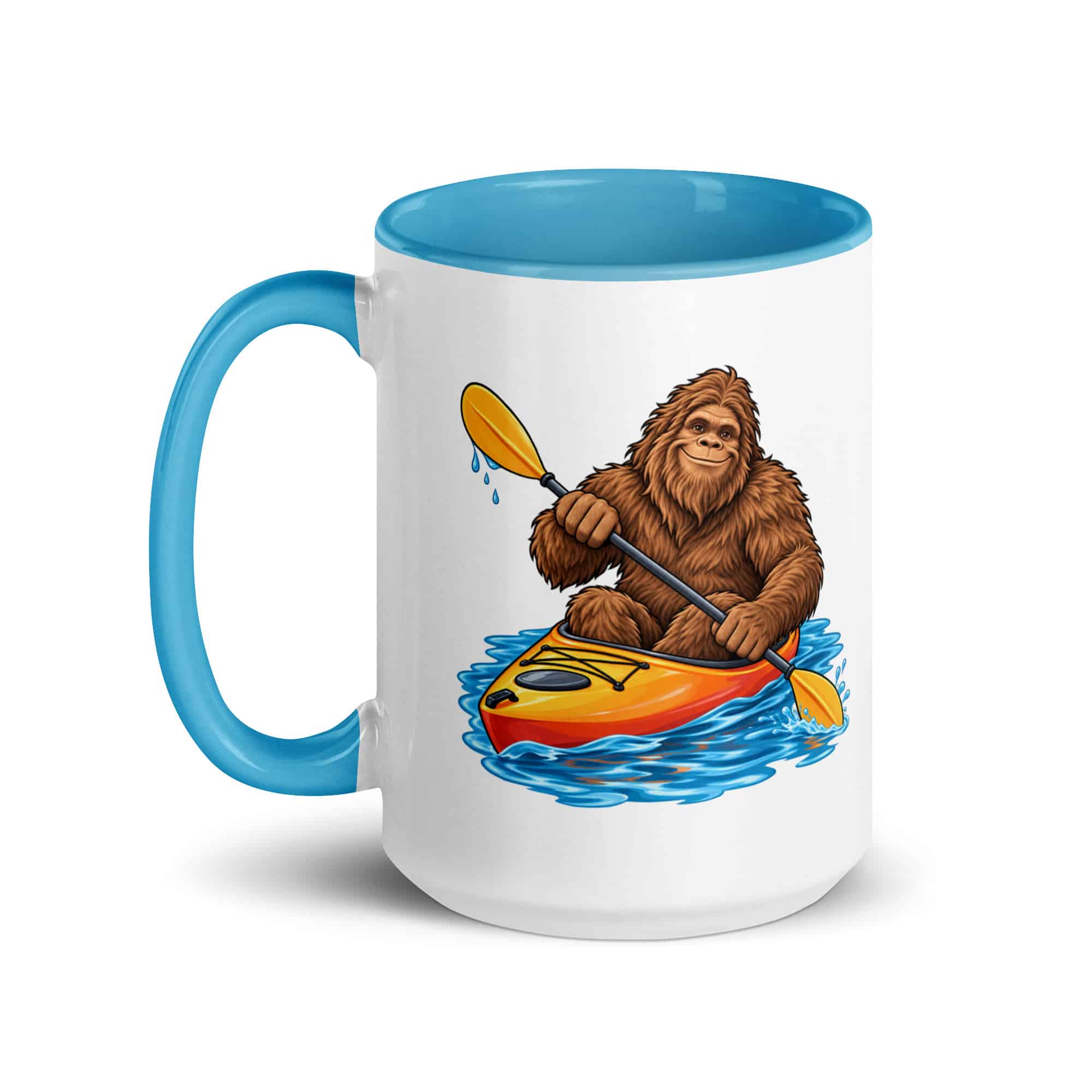 Kayaking Bigfoot Color Inside Mug