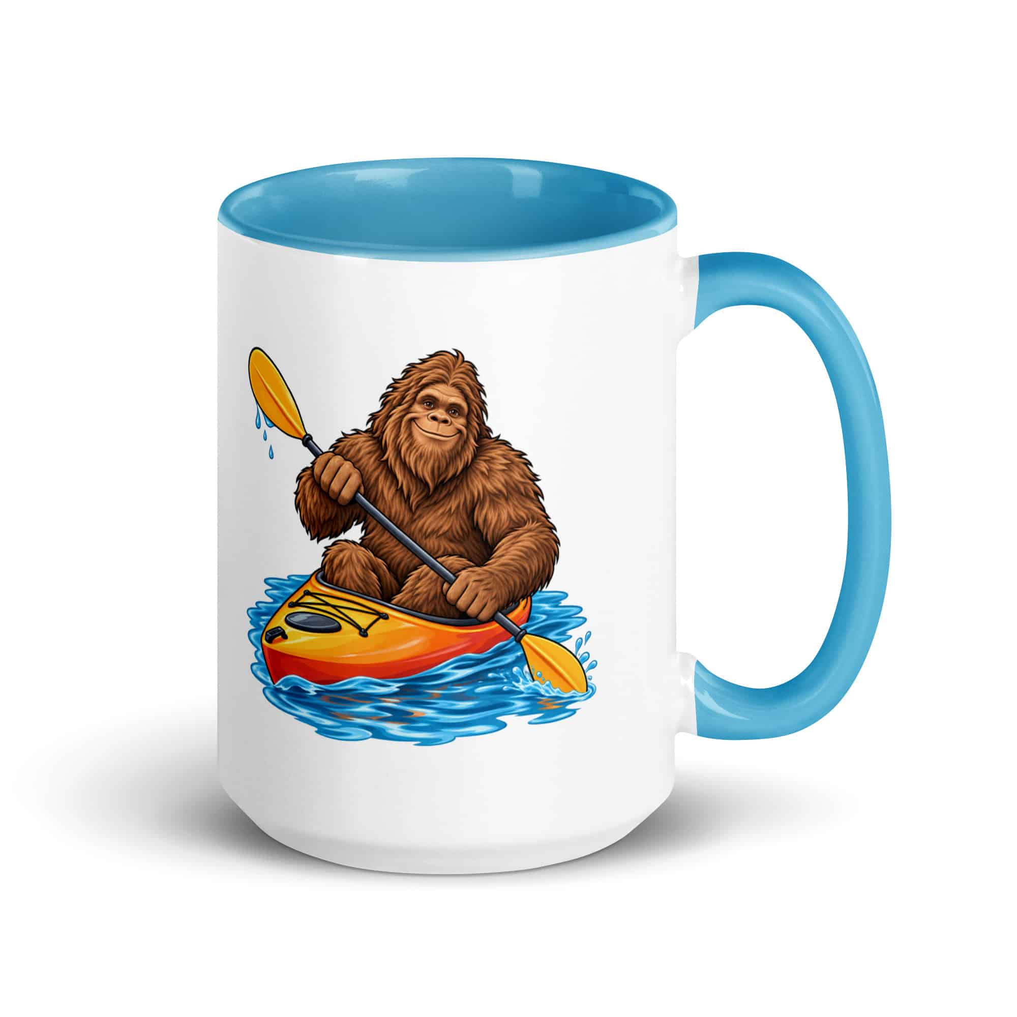 Kayaking Bigfoot Color Inside Mug