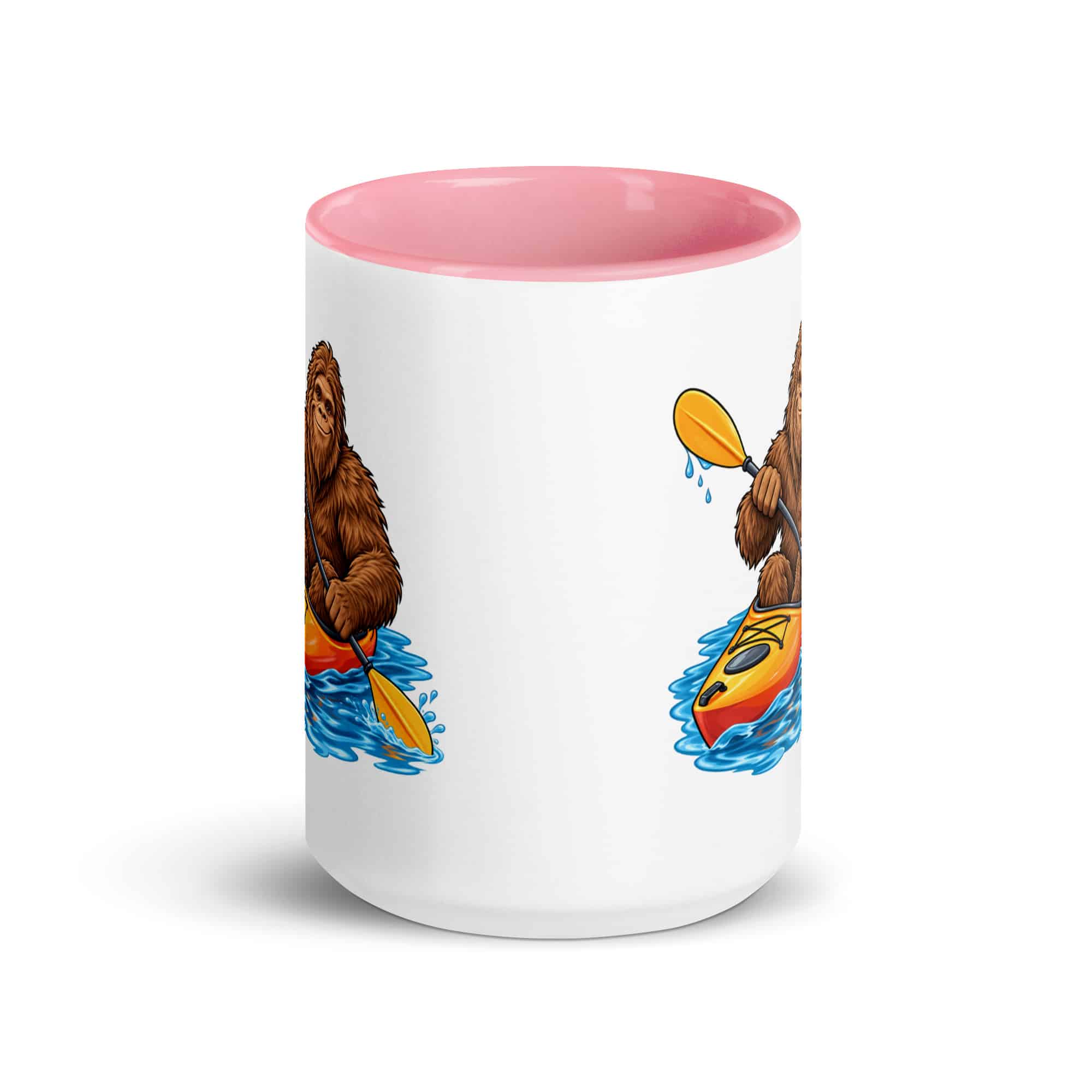 Kayaking Bigfoot Color Inside Mug