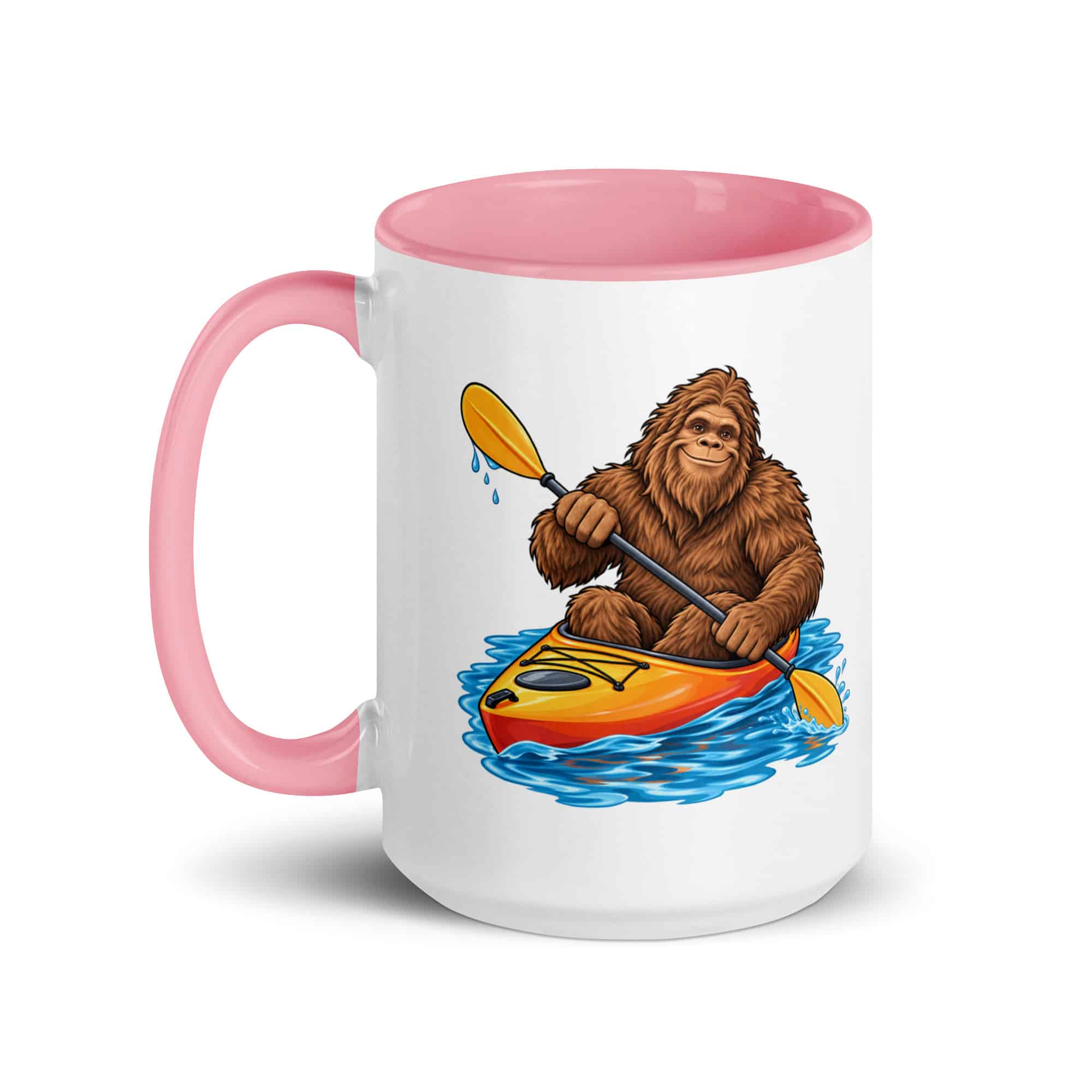 Kayaking Bigfoot Color Inside Mug
