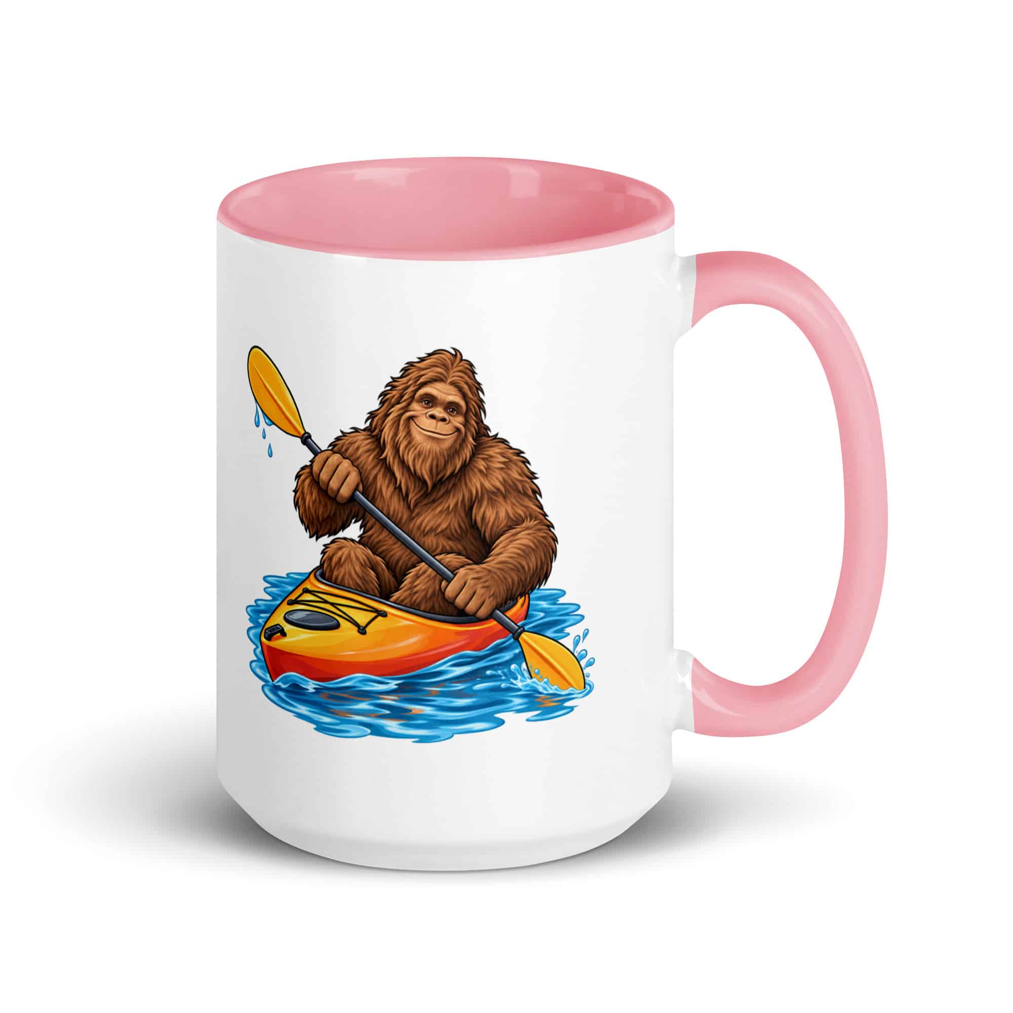 Kayaking Bigfoot Color Inside Mug