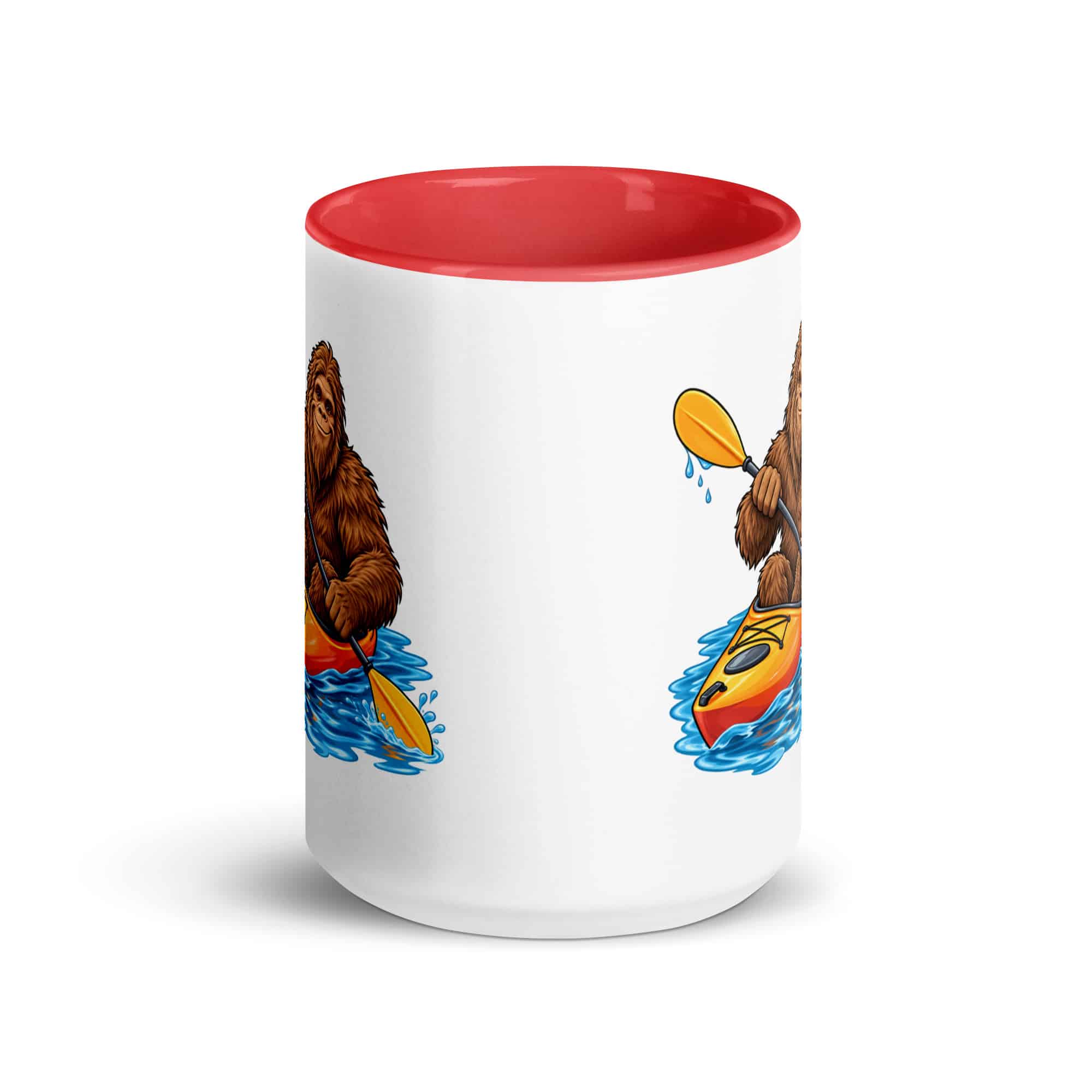 Kayaking Bigfoot Color Inside Mug