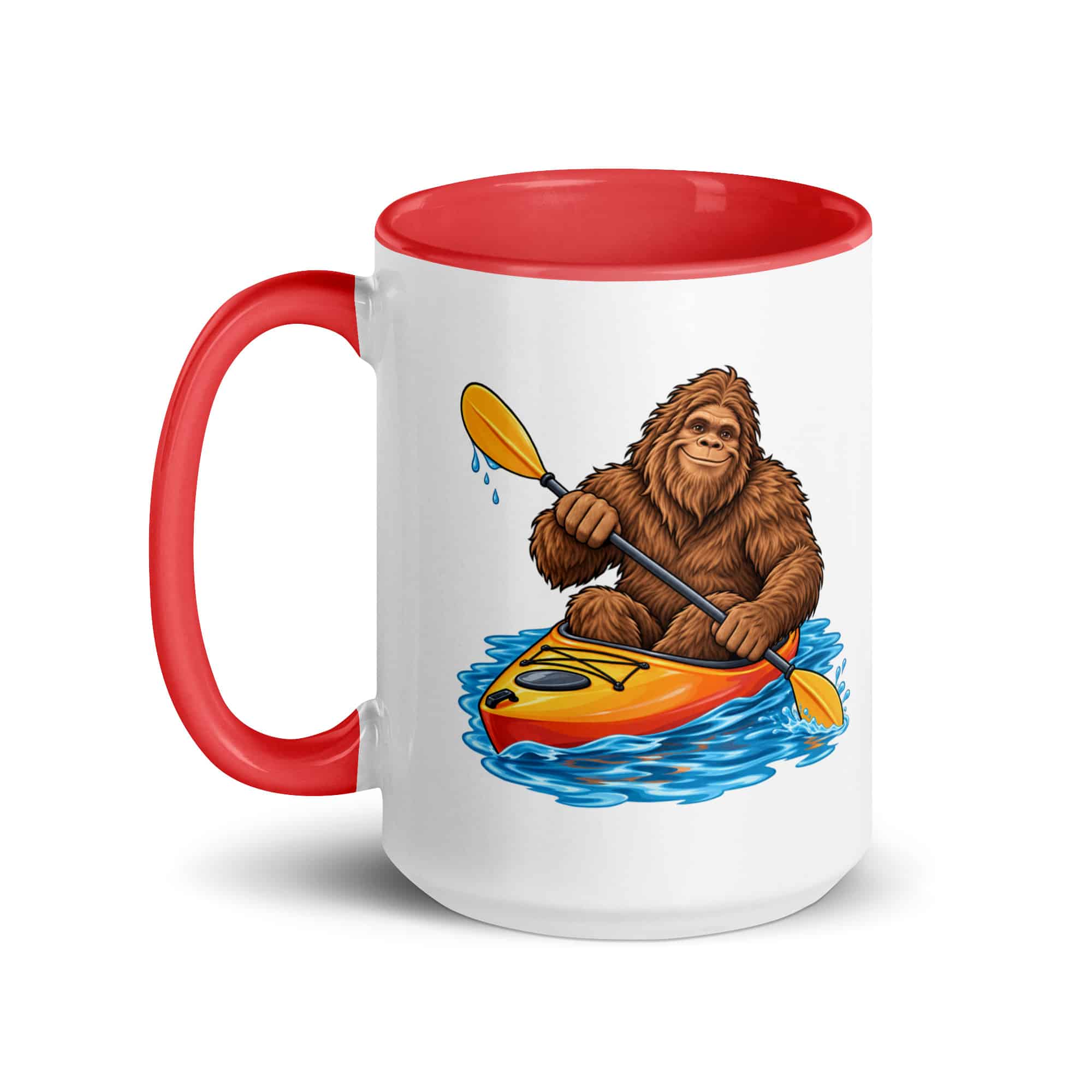 Kayaking Bigfoot Color Inside Mug
