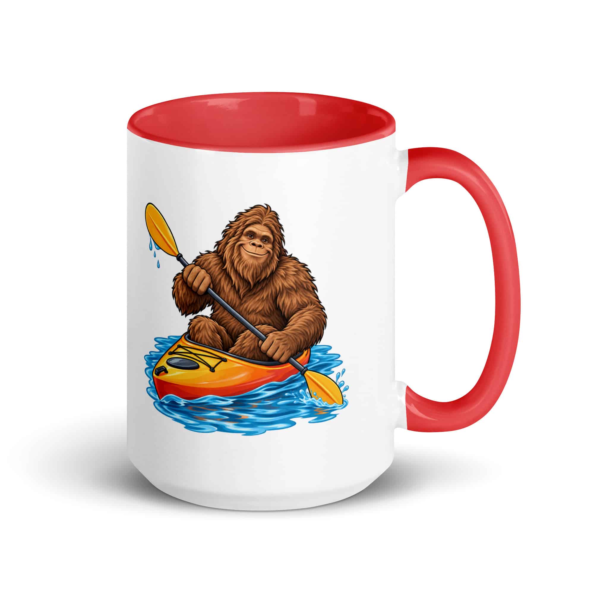 Kayaking Bigfoot Color Inside Mug