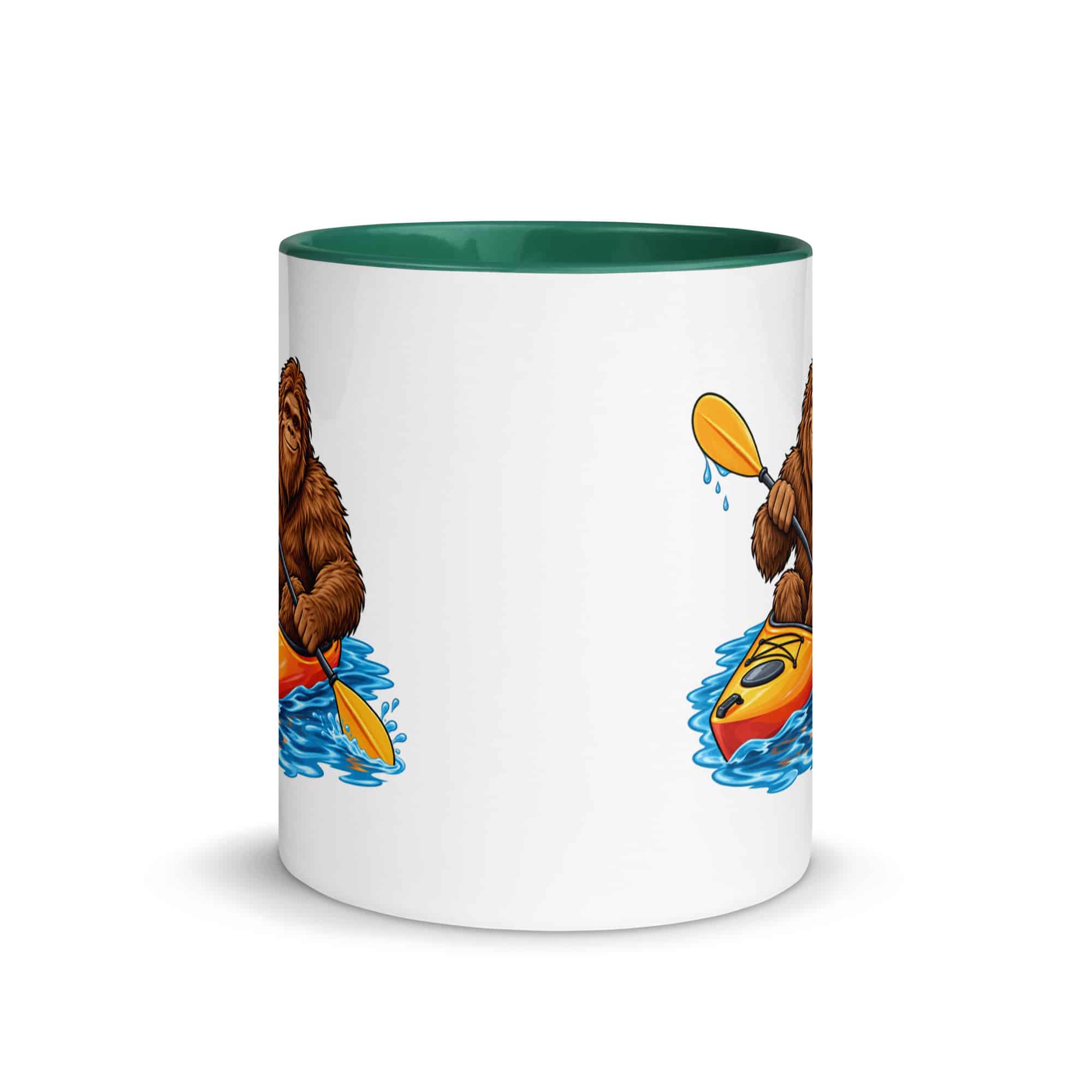 Kayaking Bigfoot Color Inside Mug