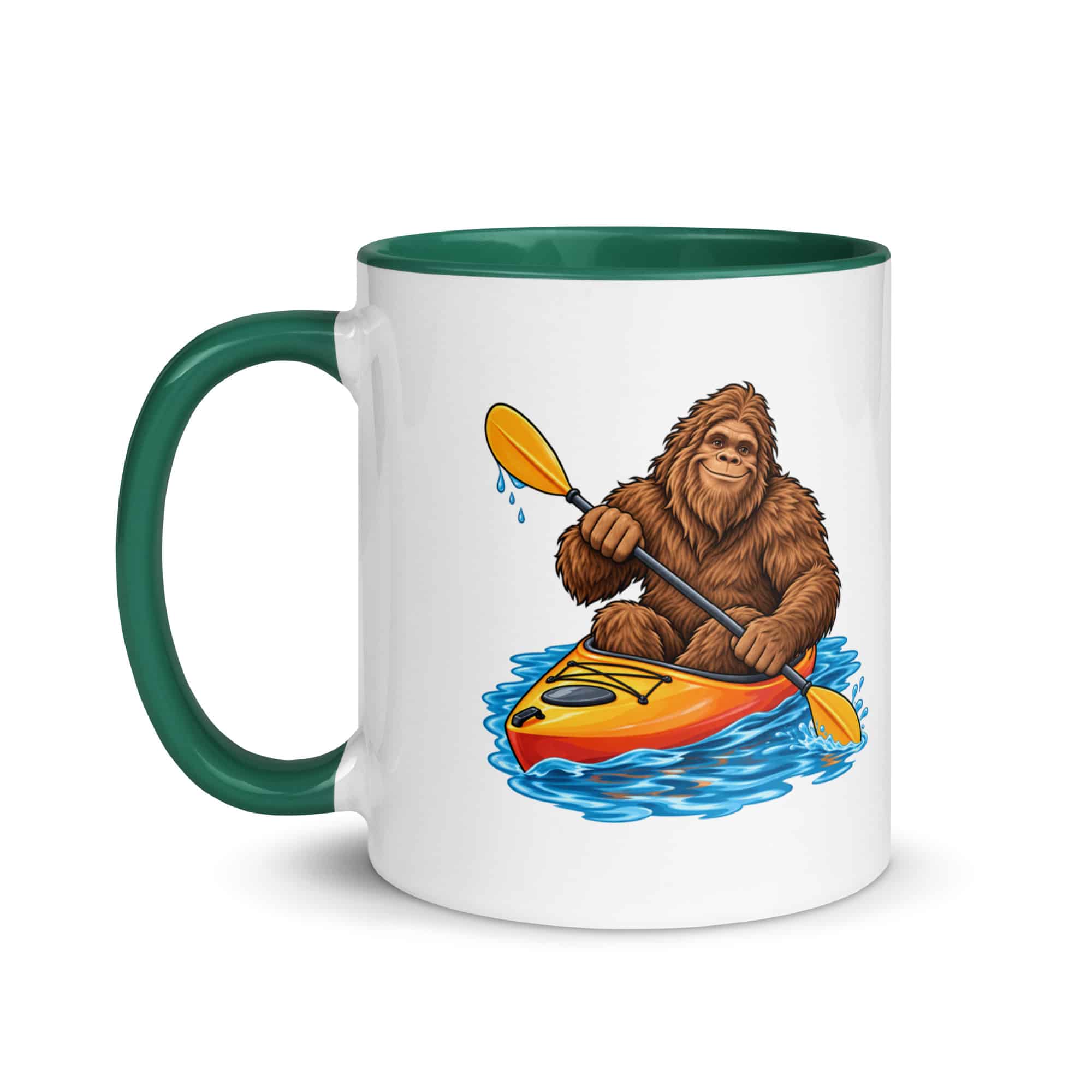 Kayaking Bigfoot Color Inside Mug