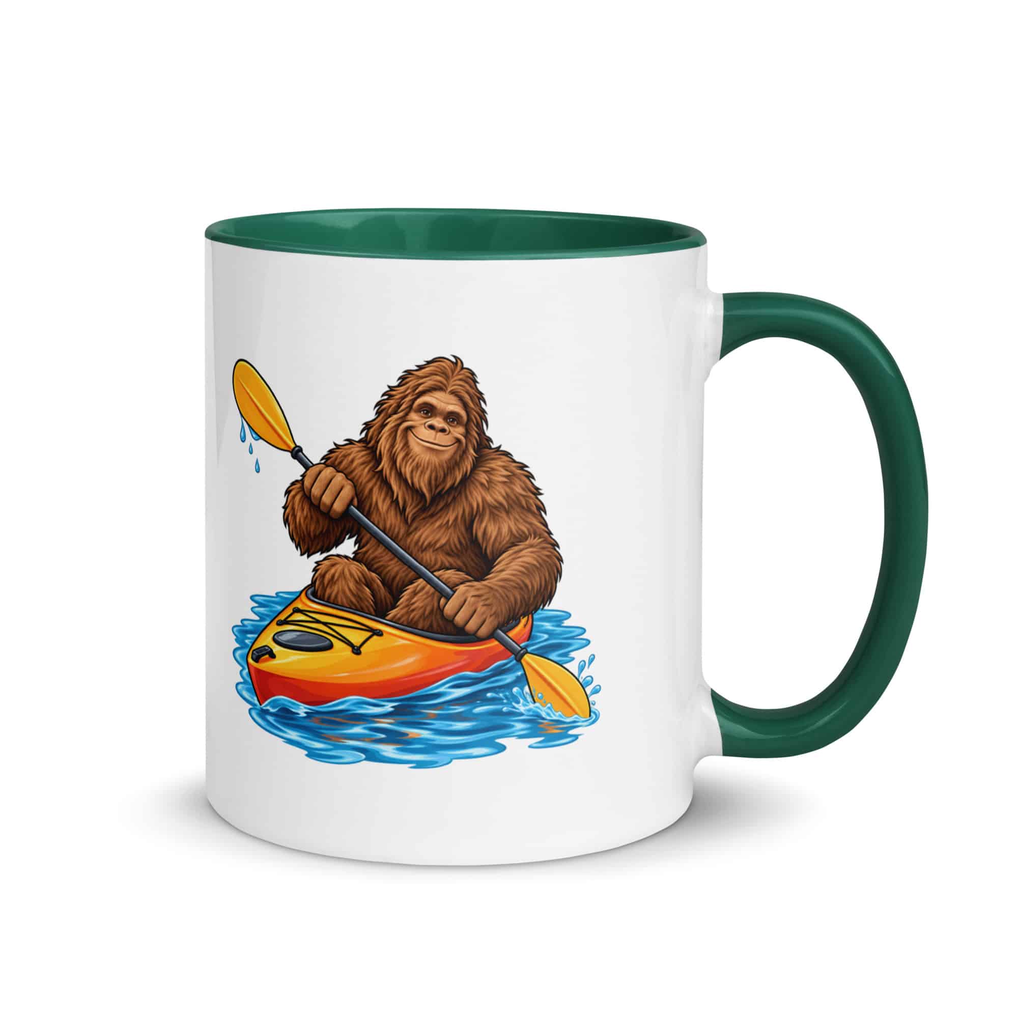 Kayaking Bigfoot Color Inside Mug
