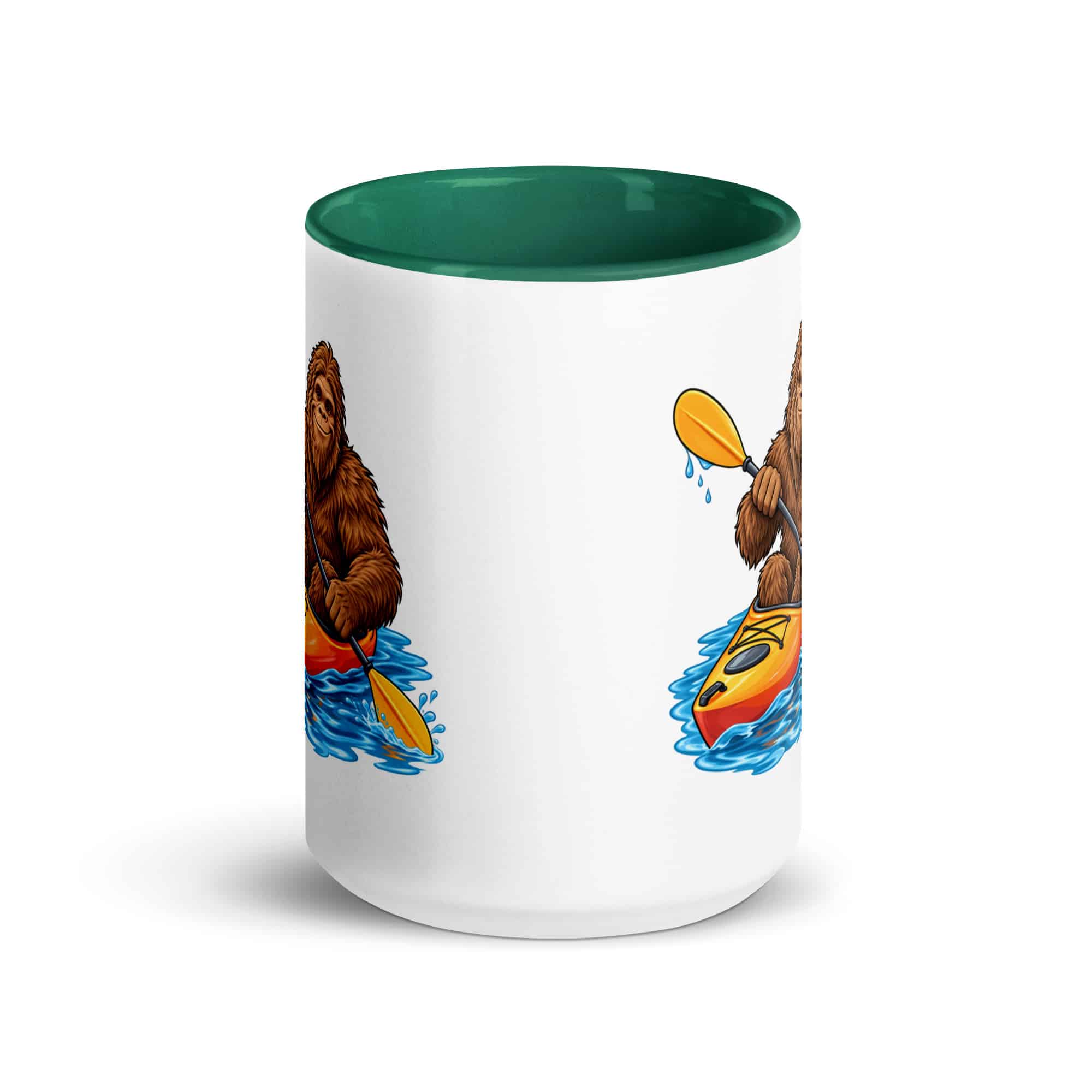 Kayaking Bigfoot Color Inside Mug