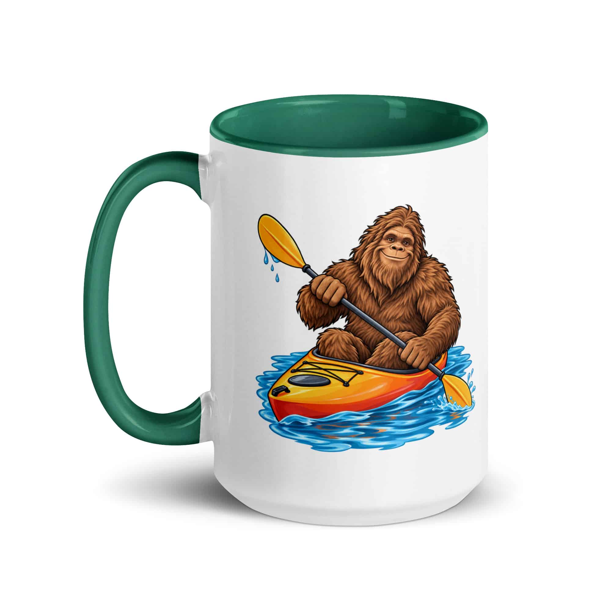 Kayaking Bigfoot Color Inside Mug