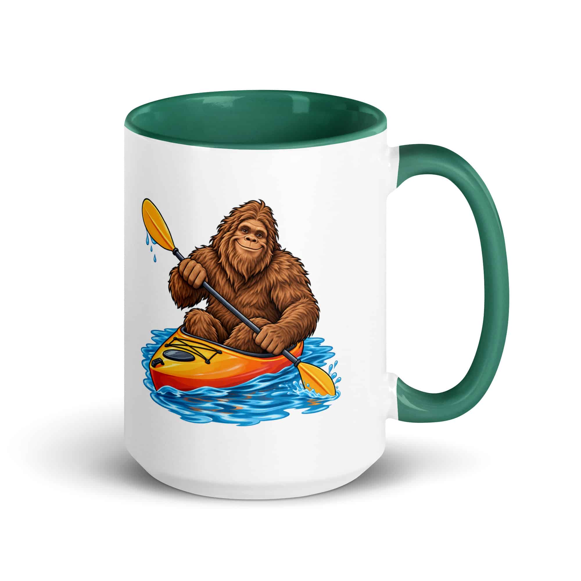Kayaking Bigfoot Color Inside Mug