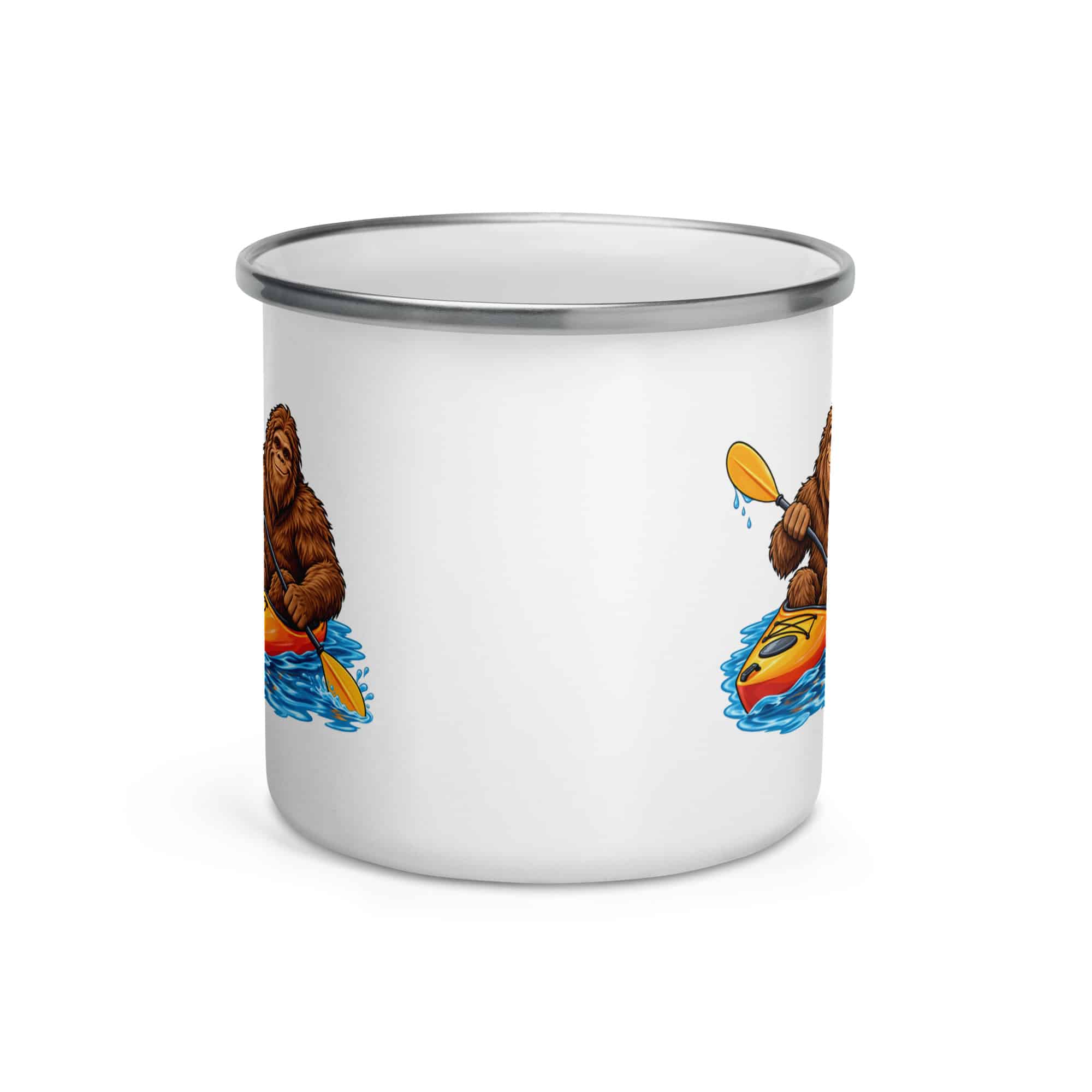 Bigfoot Kayak Adventure Enamel Camp Mug