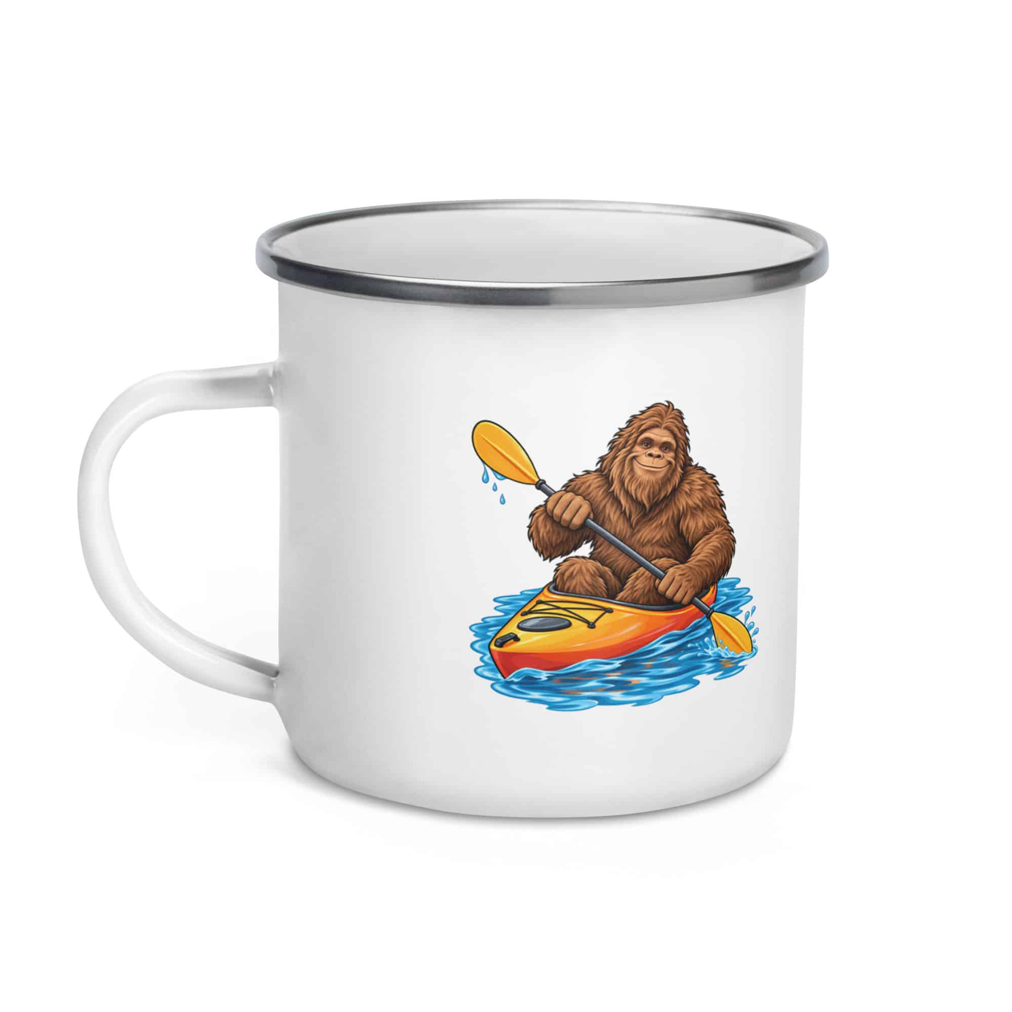 Bigfoot Kayak Adventure Enamel Camp Mug