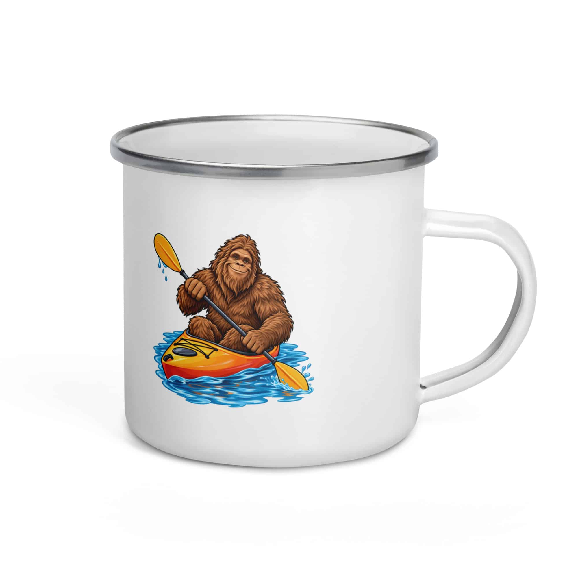 Bigfoot Kayak Adventure Enamel Camp Mug