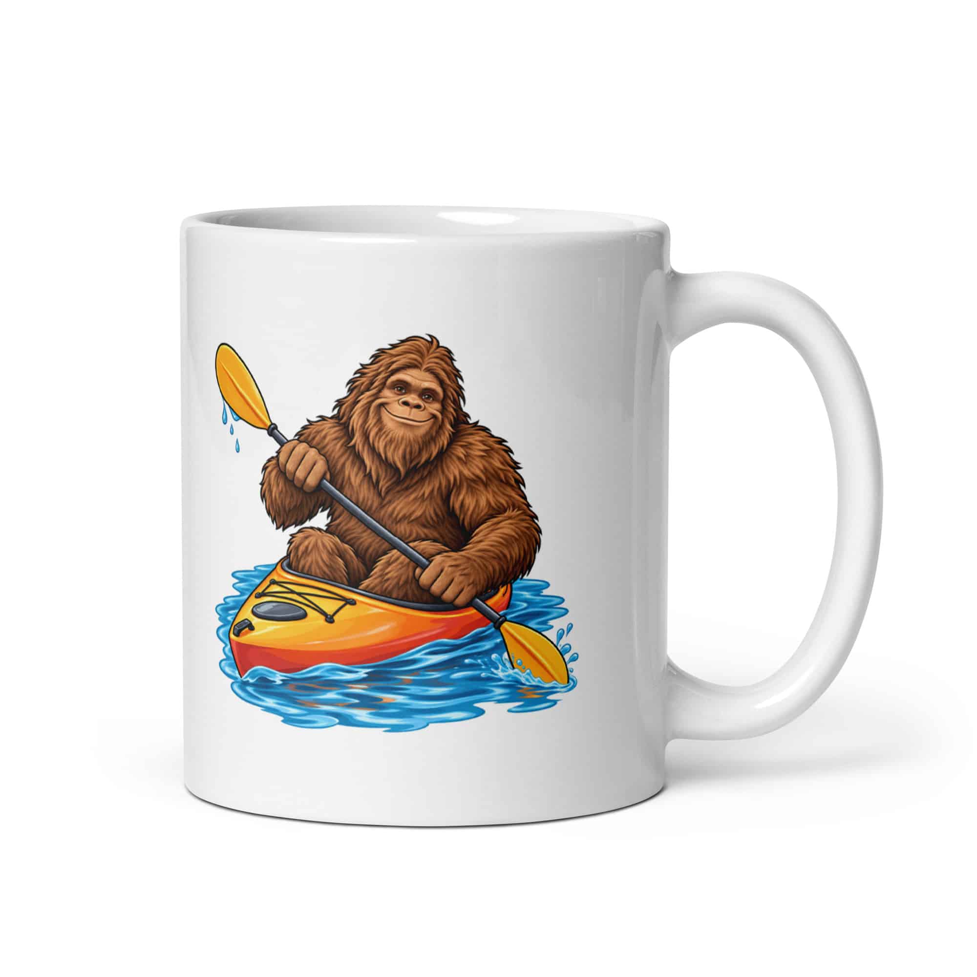 Bigfoot Kayak Adventure White Ceramic Coffee Mug