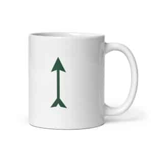 11 Longbow Arrow Forest Green White Ceramic Coffee Mug - 11 oz - Main