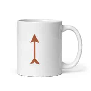 11 Longbow Arrow Terracotta White Ceramic Coffee Mug - 11 oz - Main