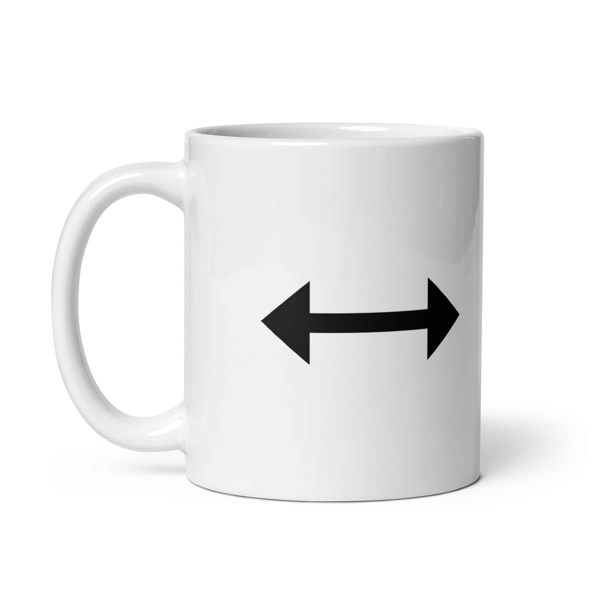 Black Bidirectional Trail Arrow White Ceramic Coffee Mug